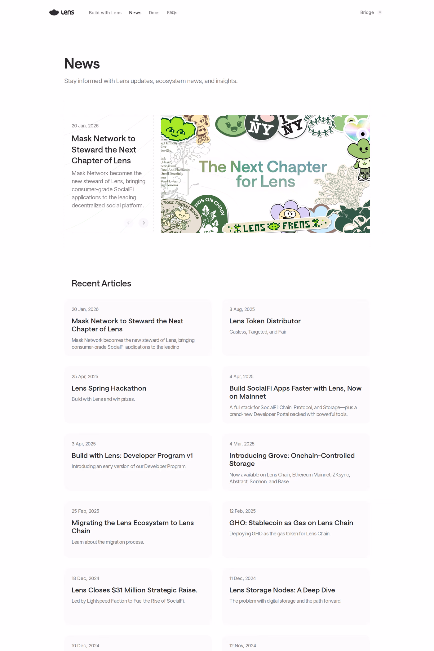 Lens blog page