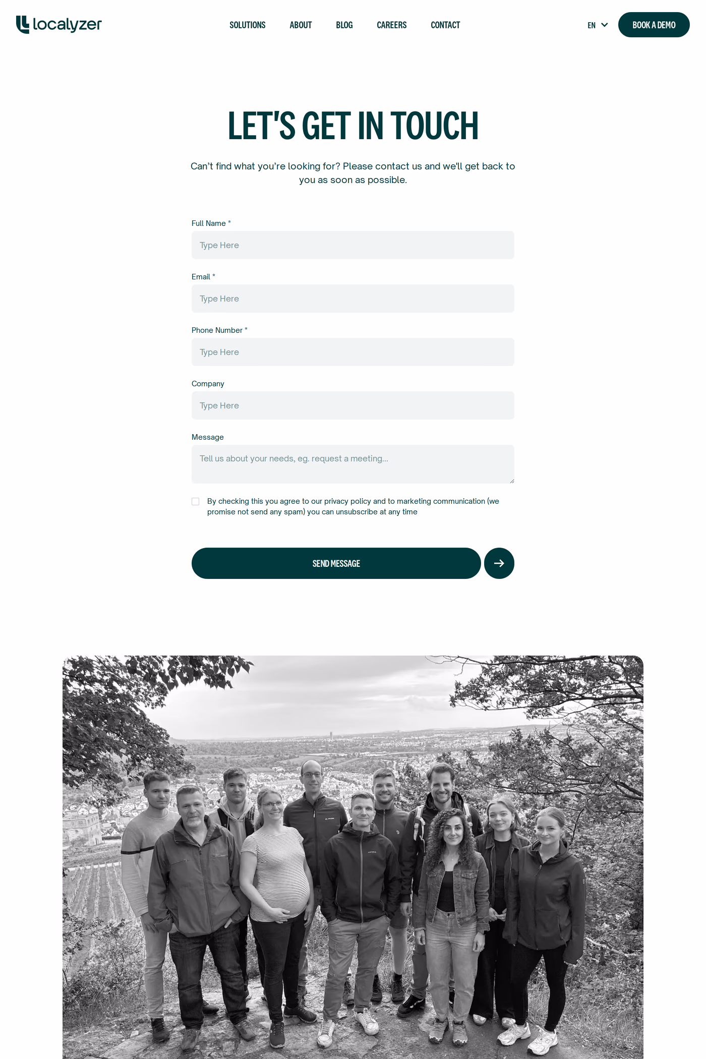 Localyzer contact page