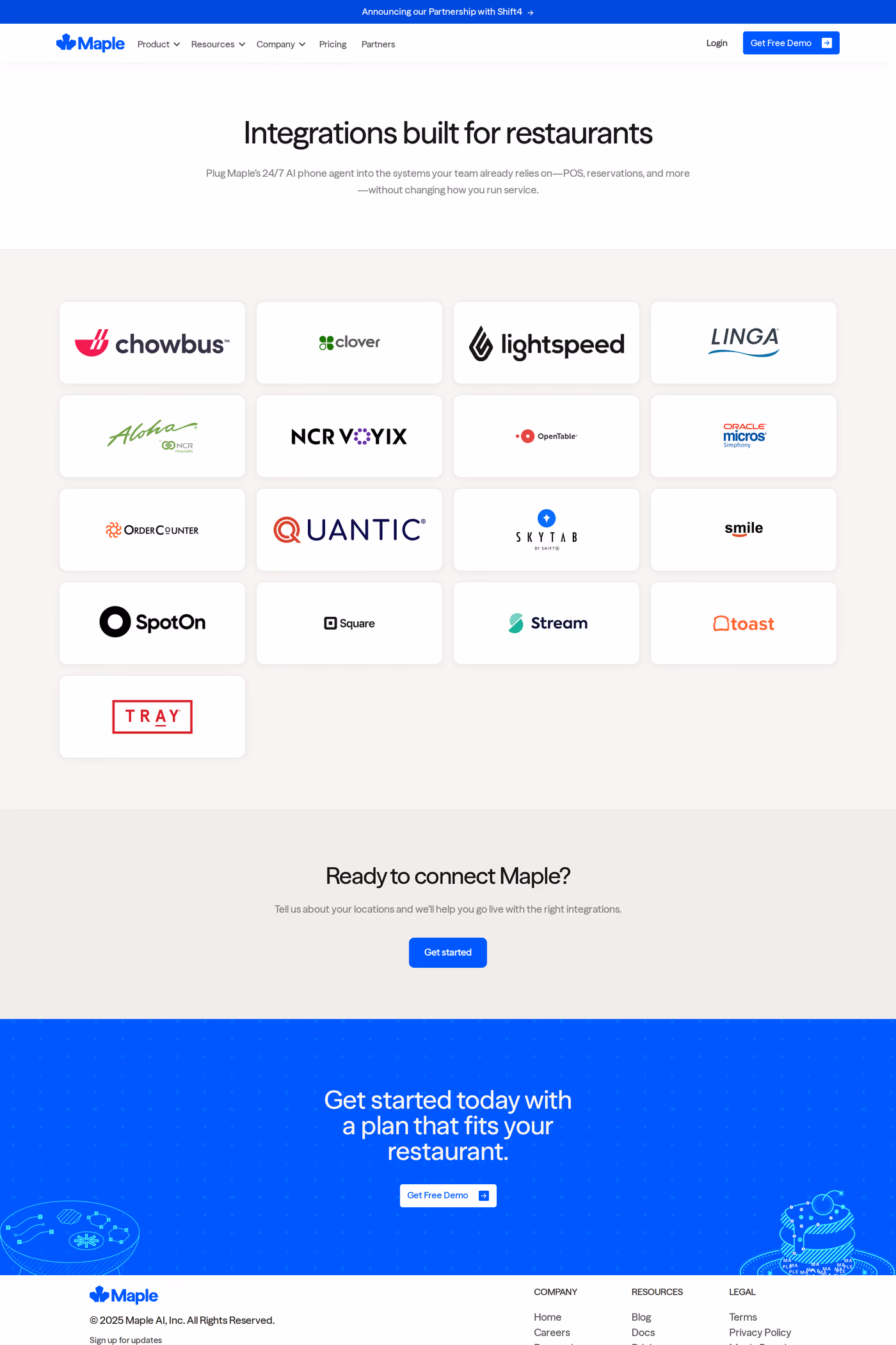 Maple integrations page