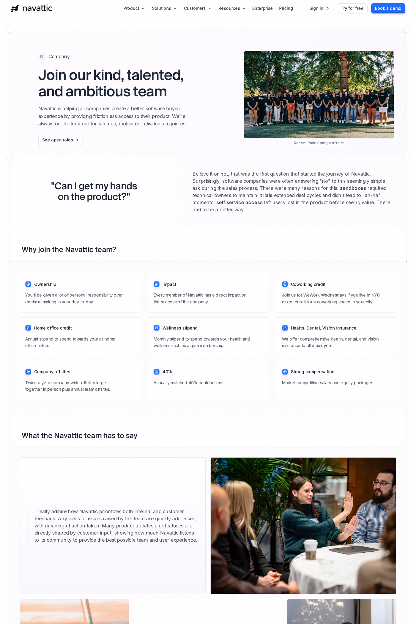 Navattic careers page