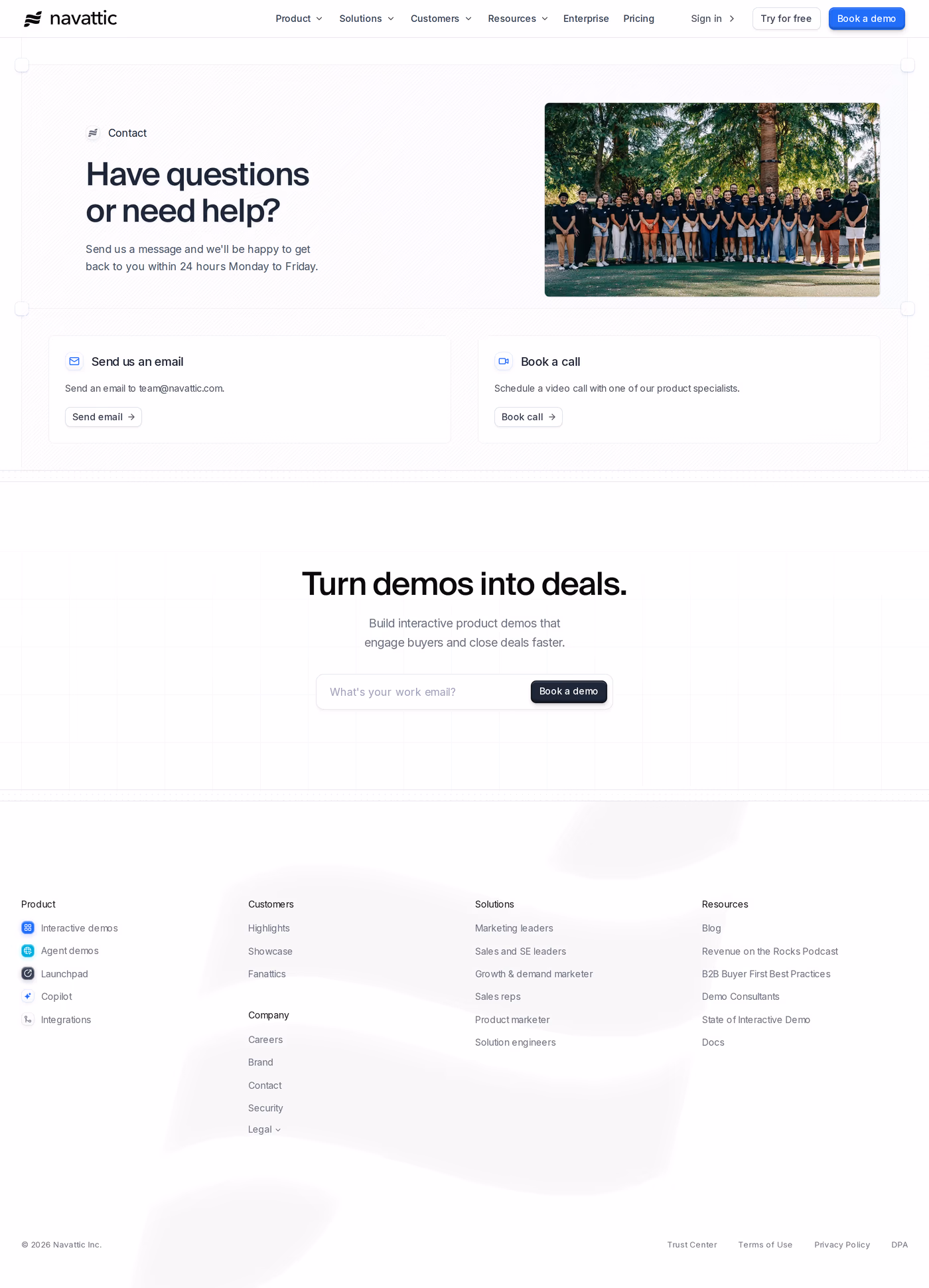 Navattic contact page