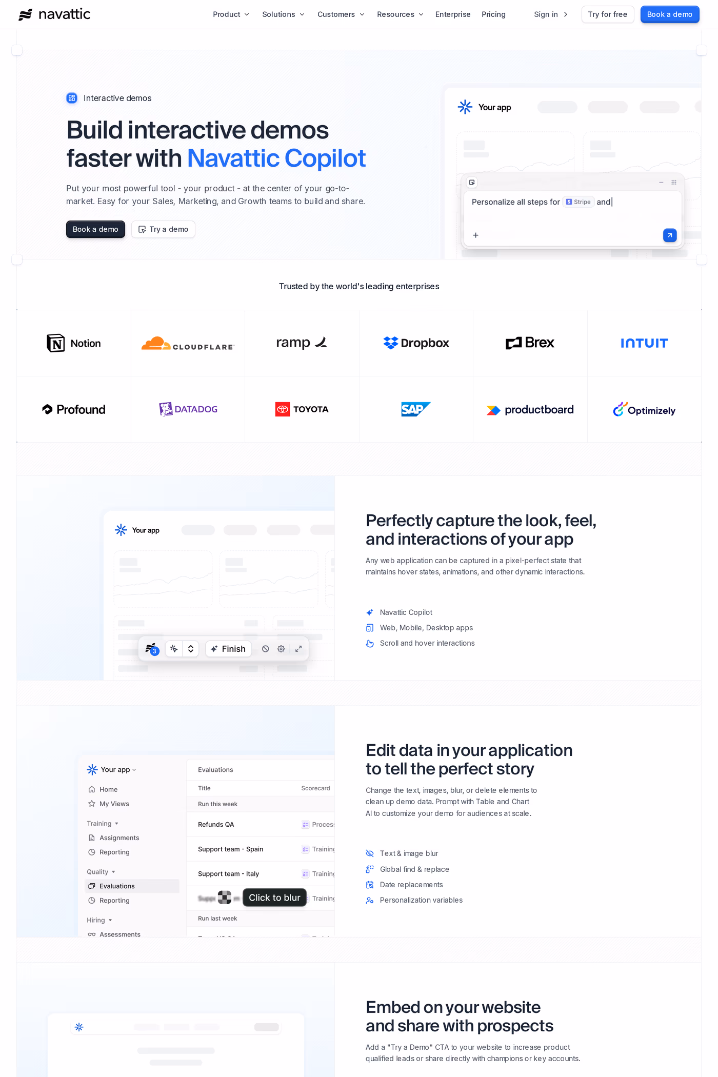 Navattic features page