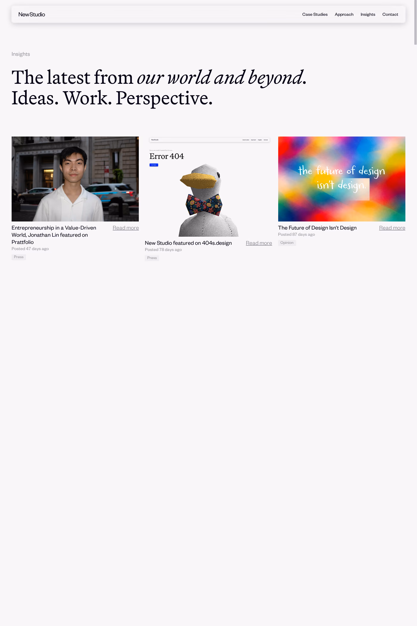 New Studio blog page