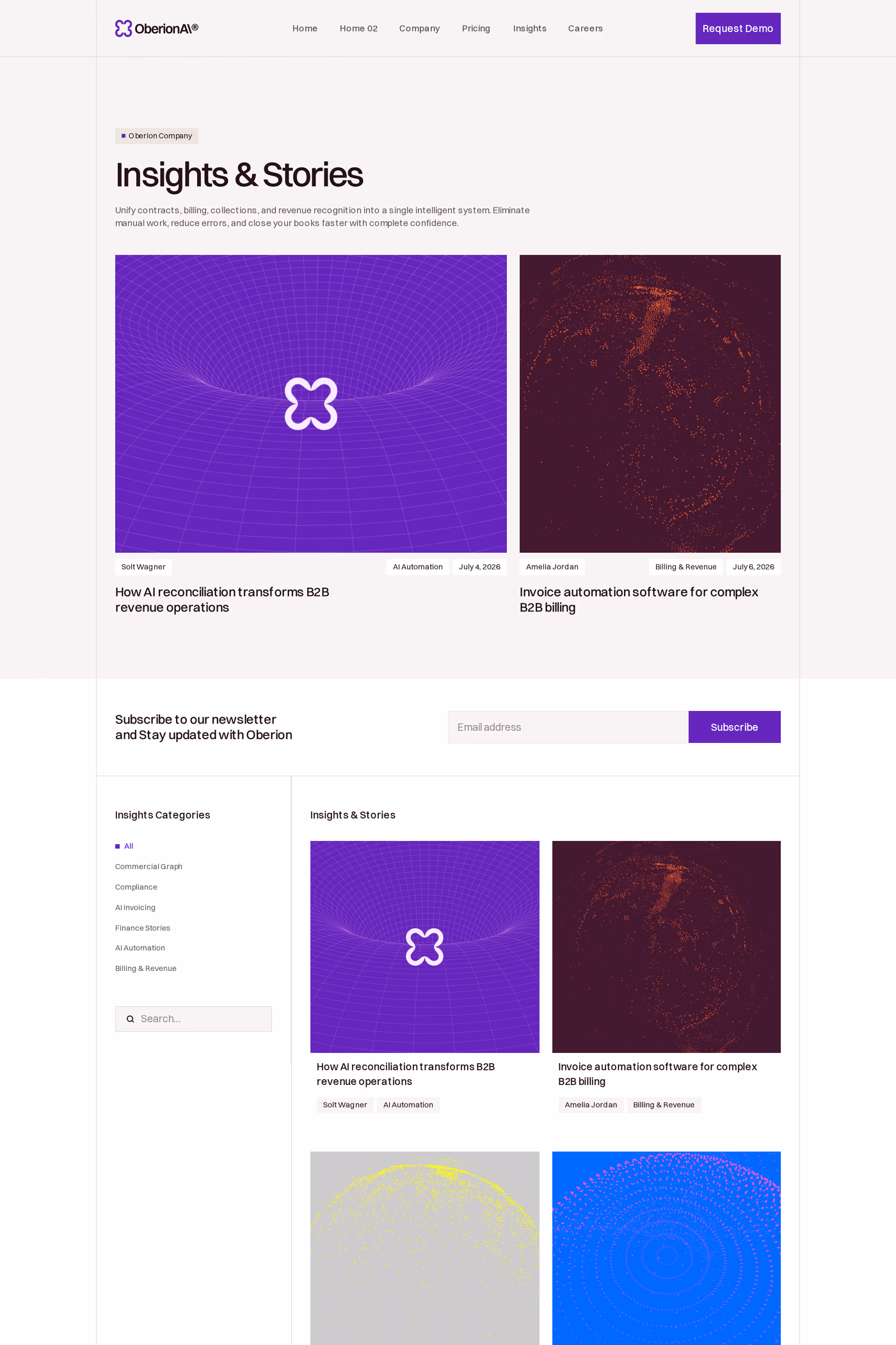Oberion blog page