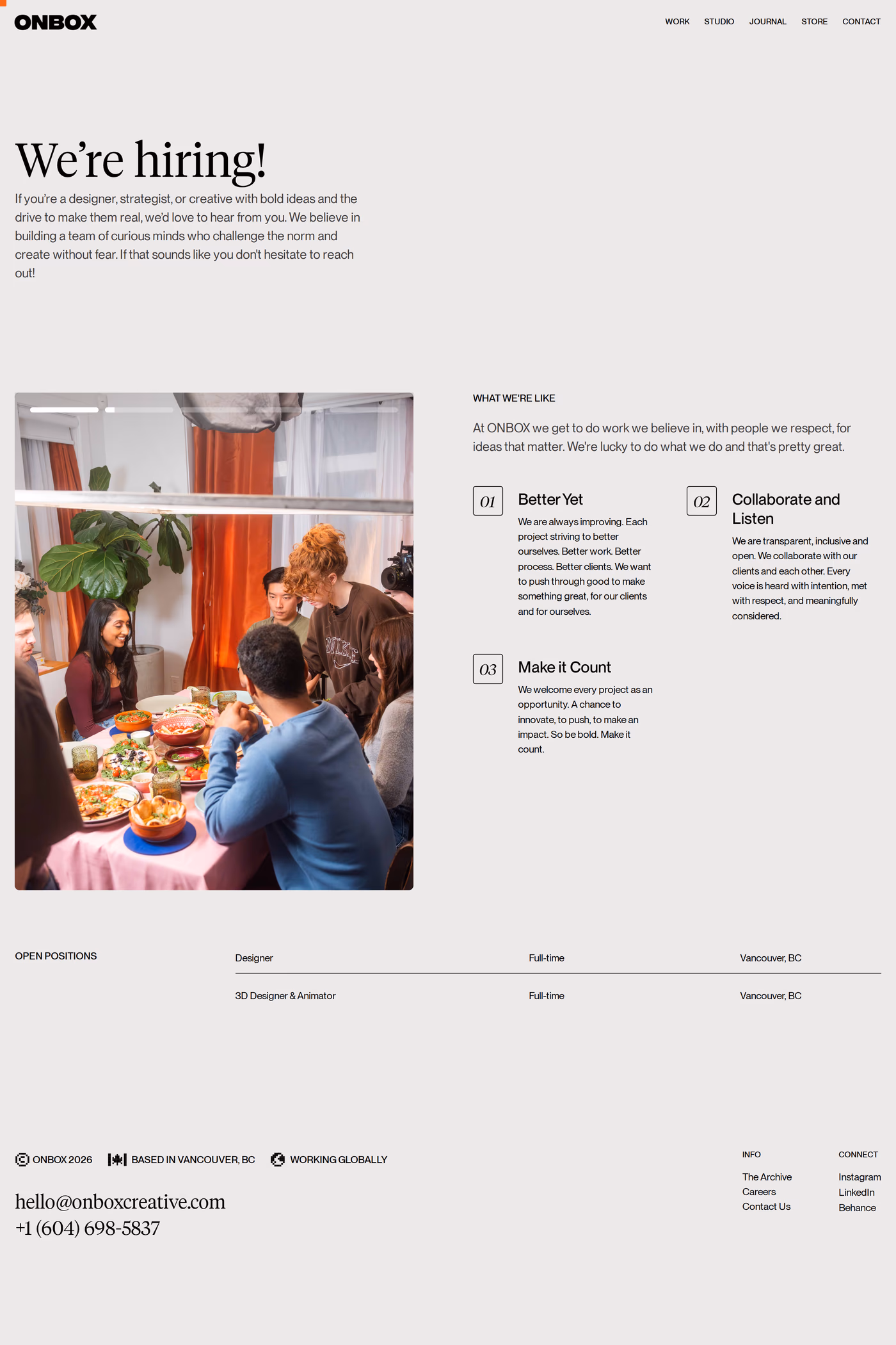ONBOX careers page