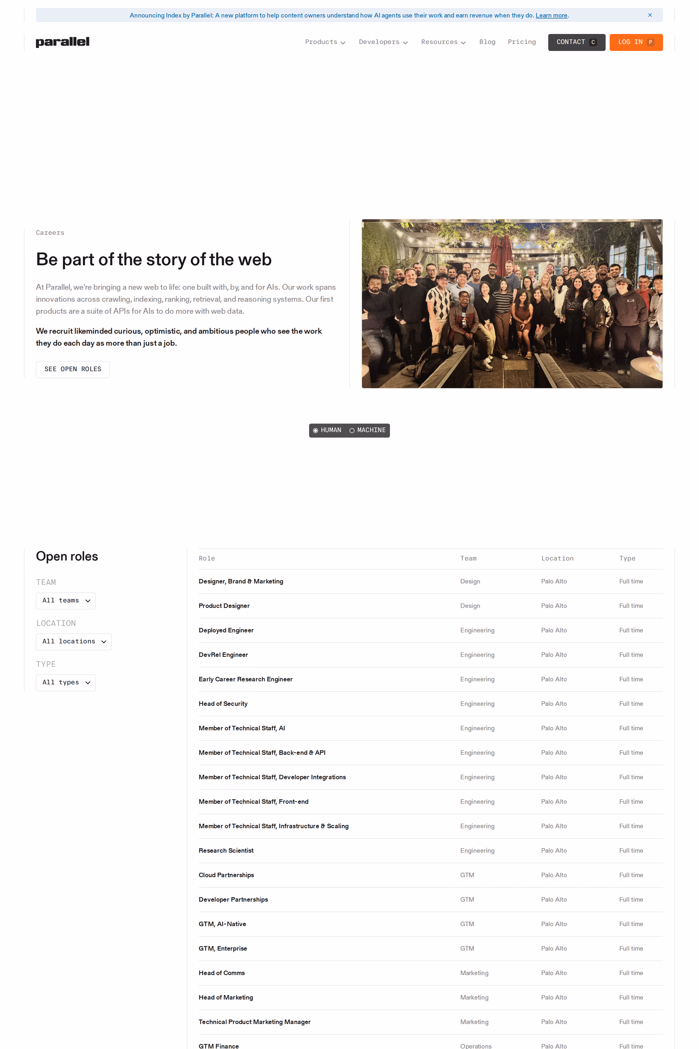 Parallel careers page