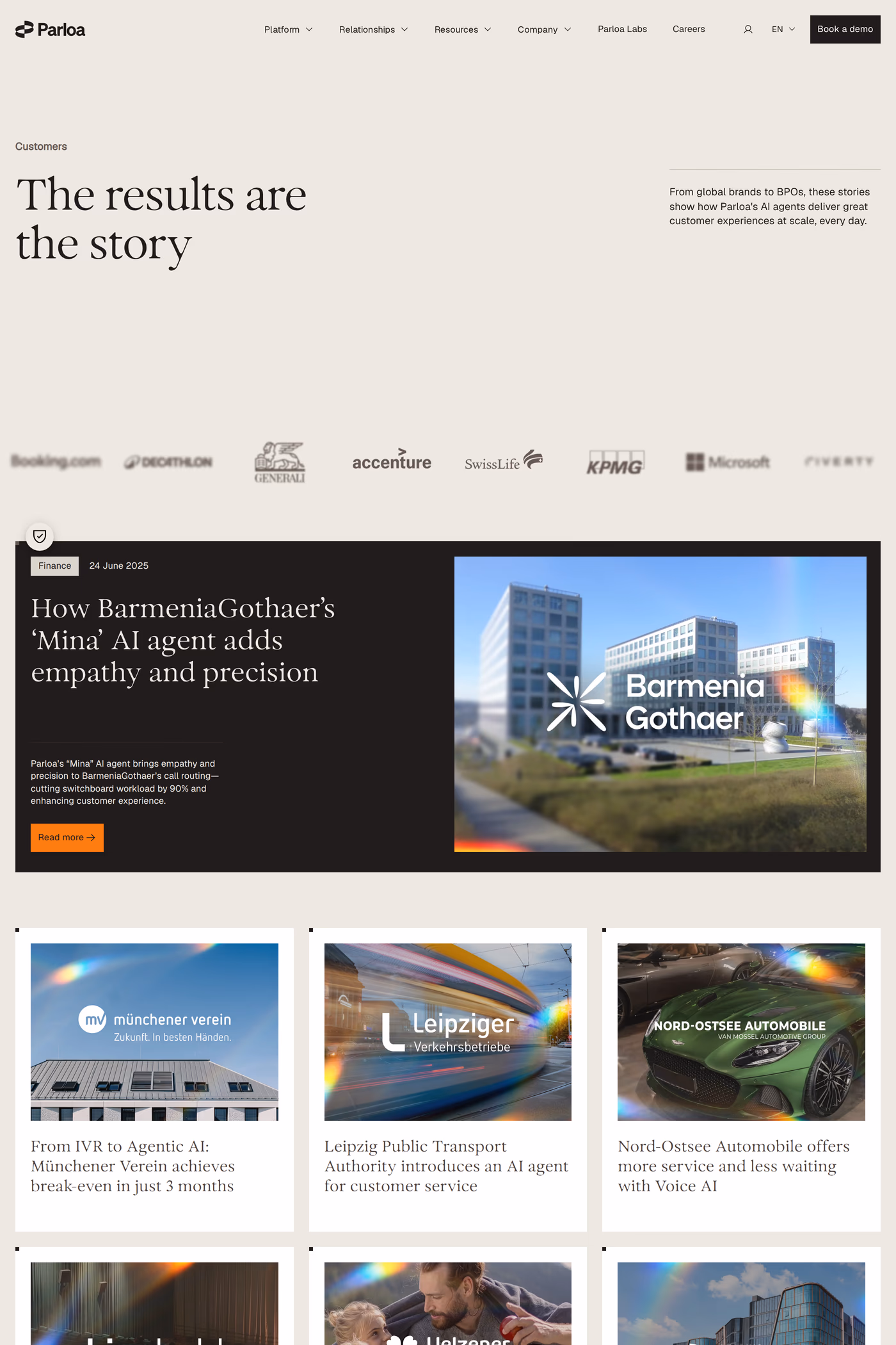 Parloa case studies page