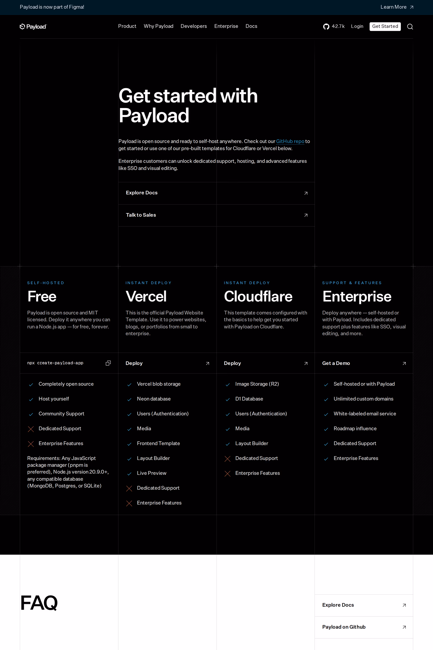 Payload pricing page