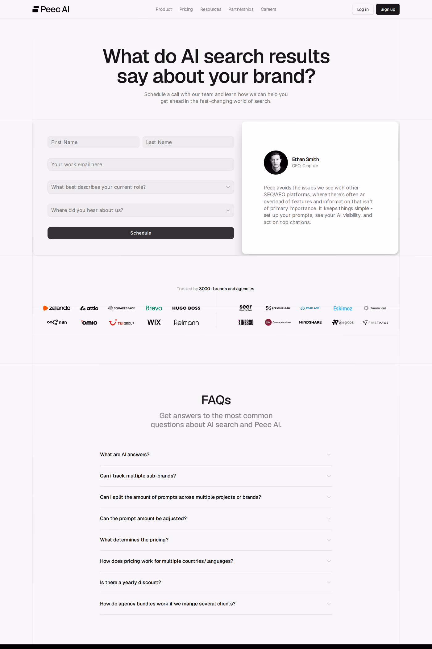 Peec AI contact page