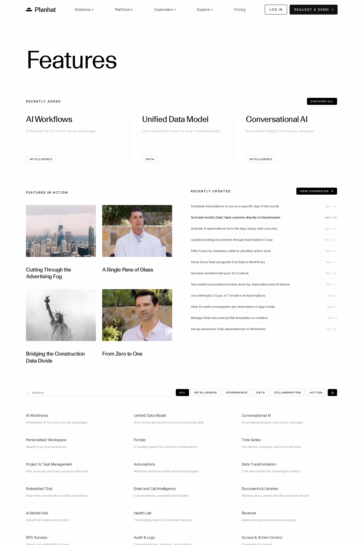 Planhat features page