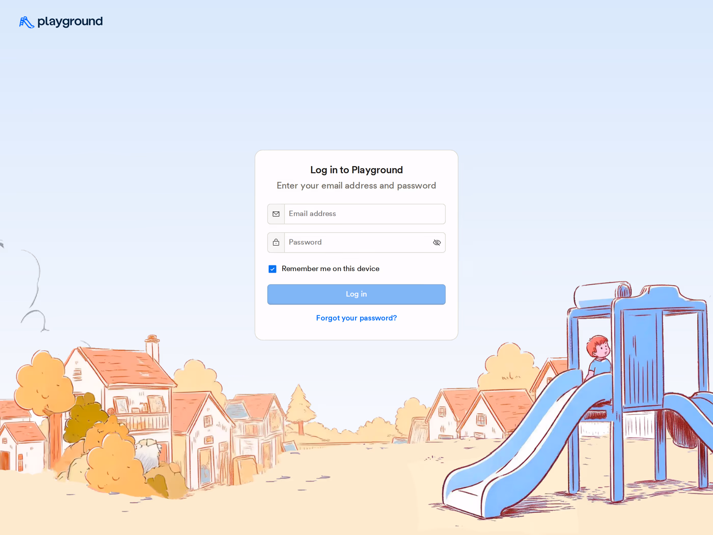 Playground login page