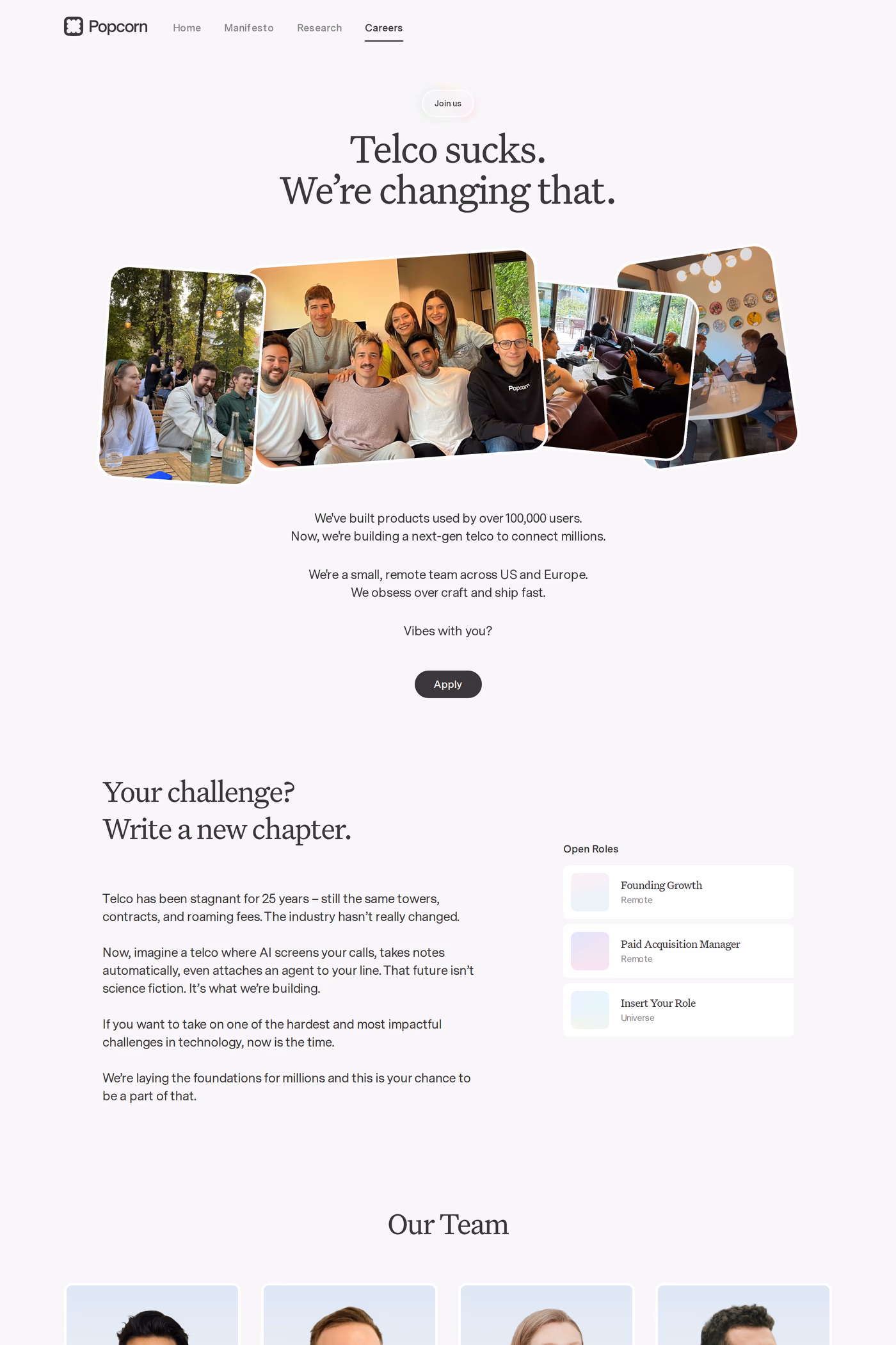 Popcorn careers page