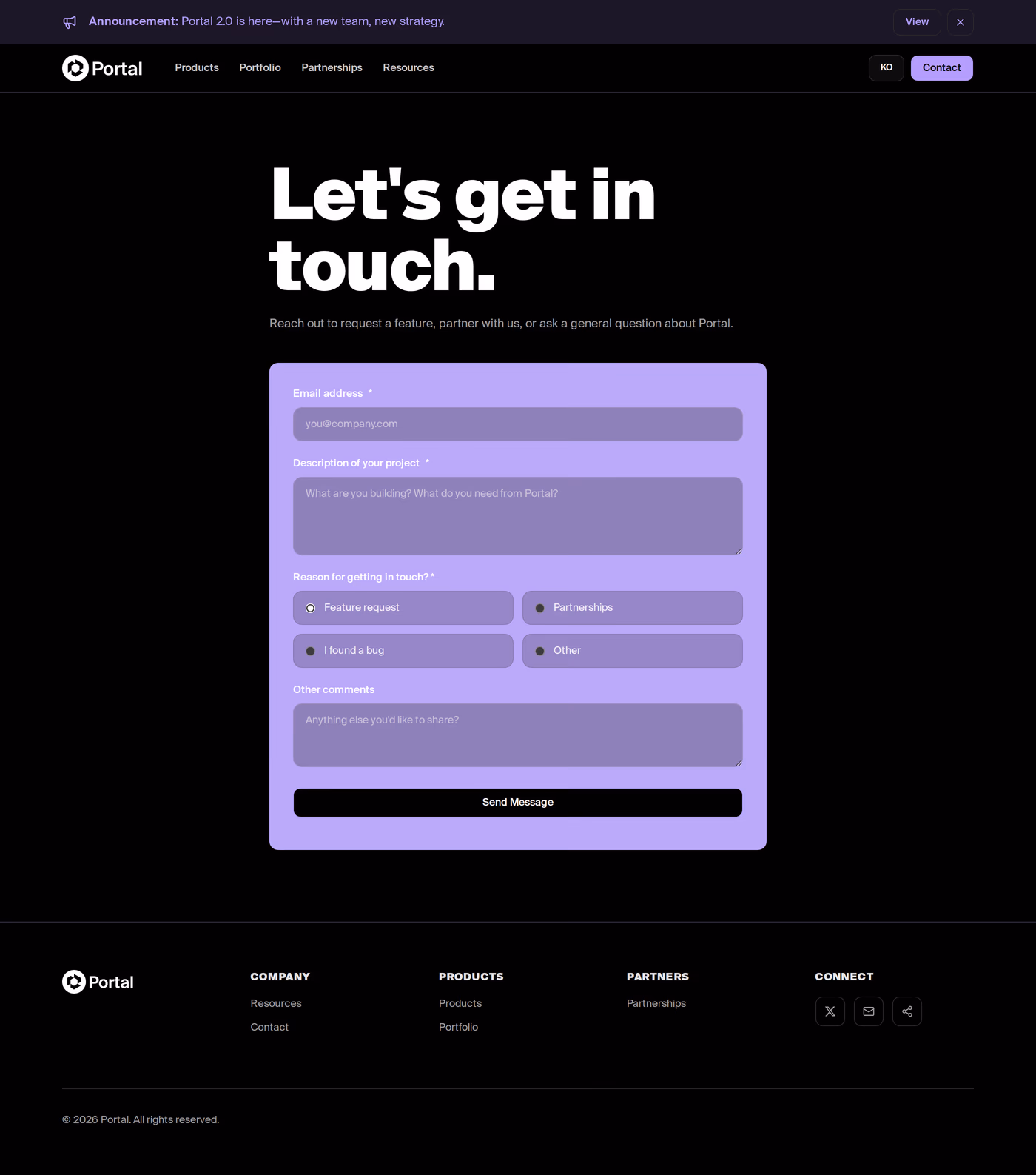 Porta contact page