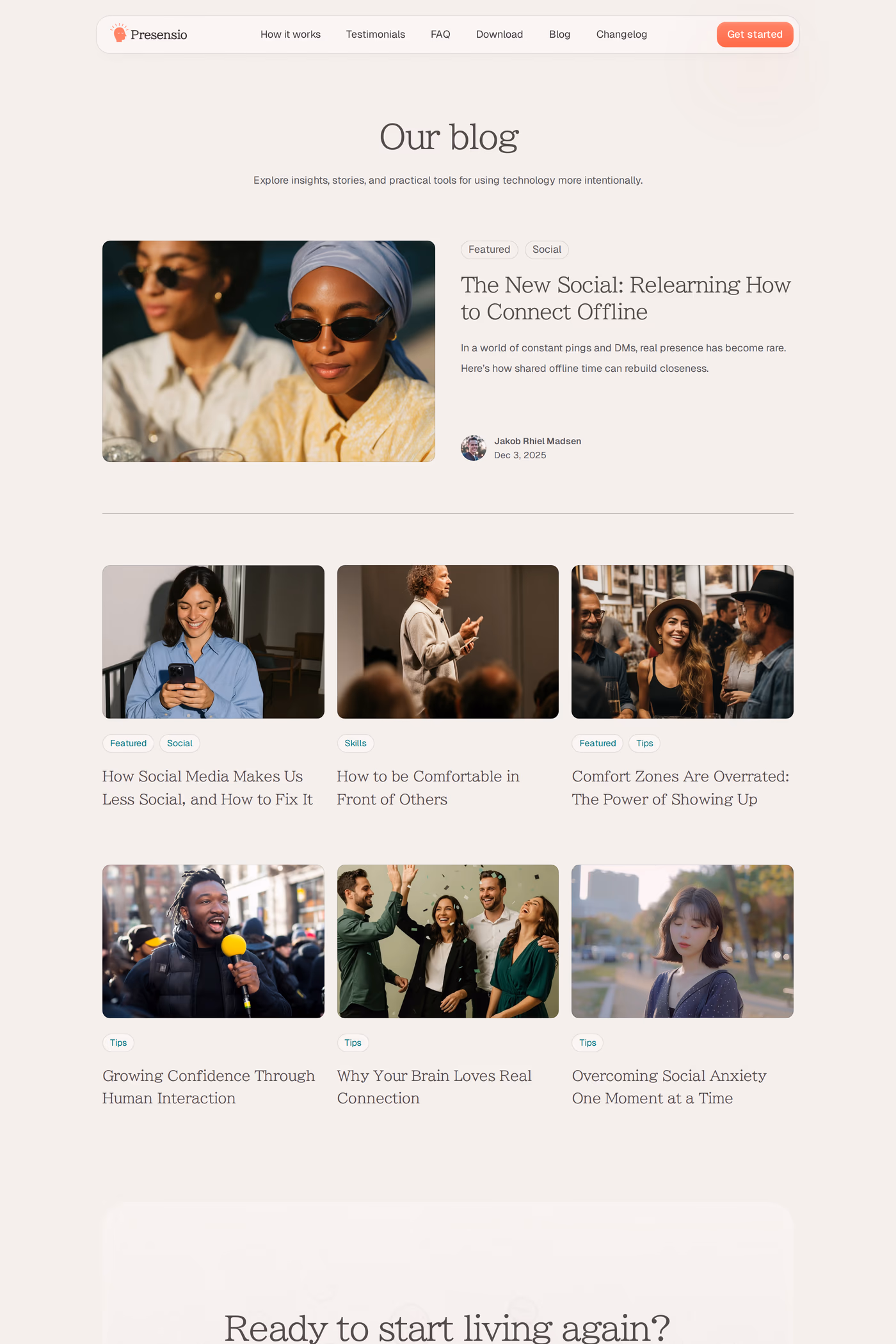Presensio blog page