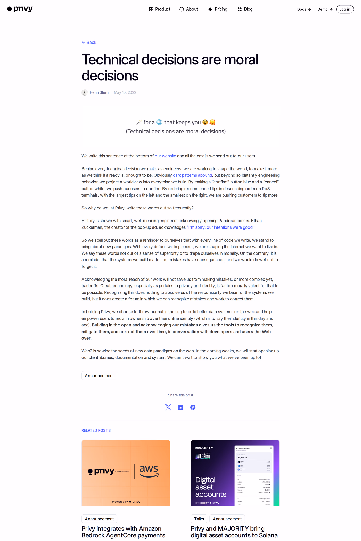 Privy blog page