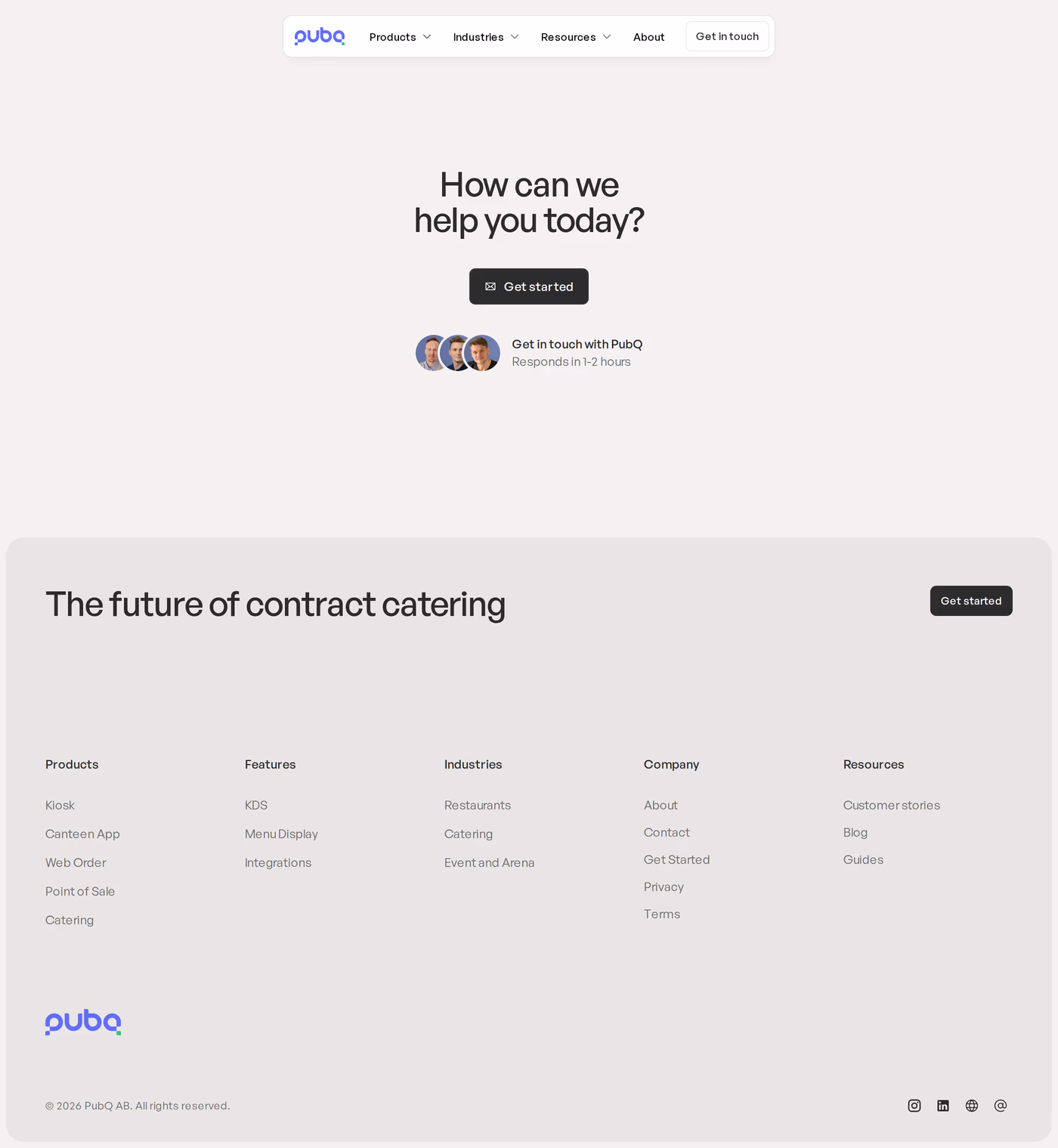 PubQ contact page