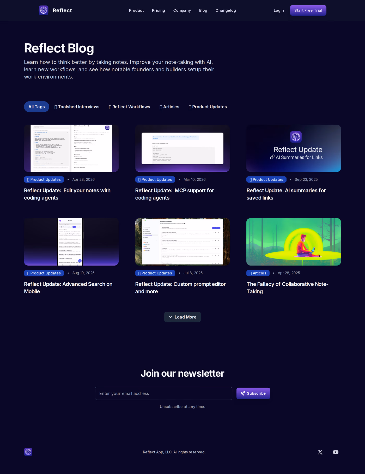 Reflect blog page