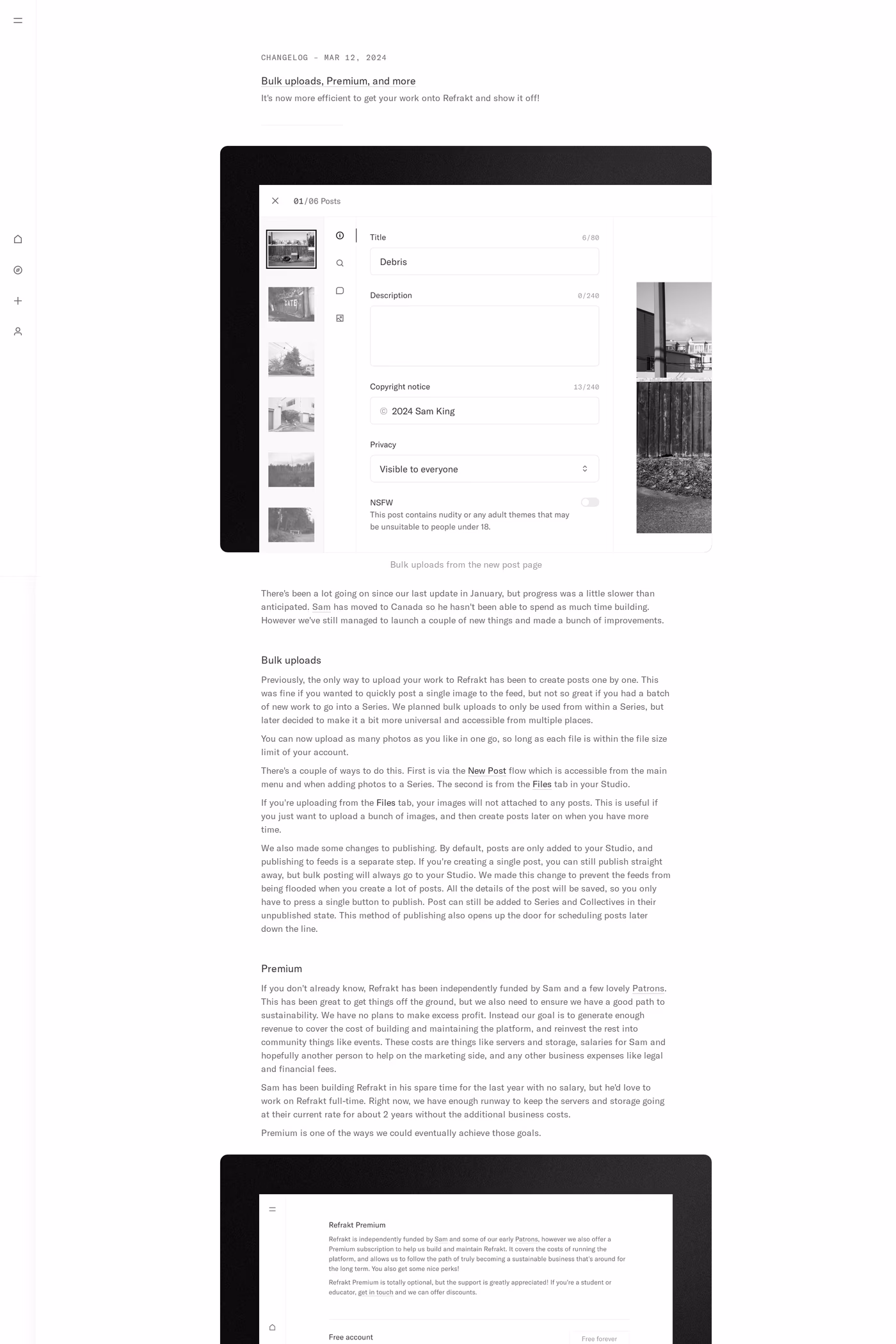 Refrakt changelog page