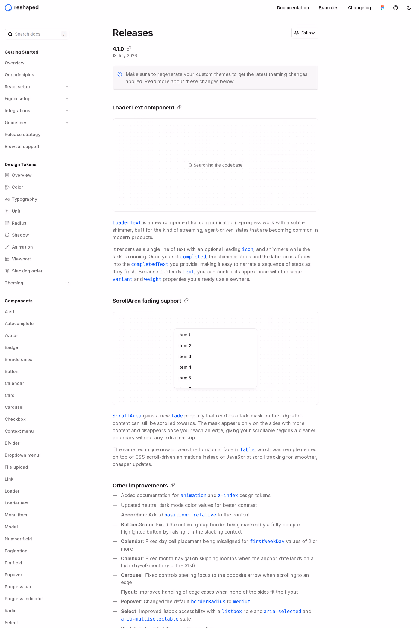 Reshaped changelog page
