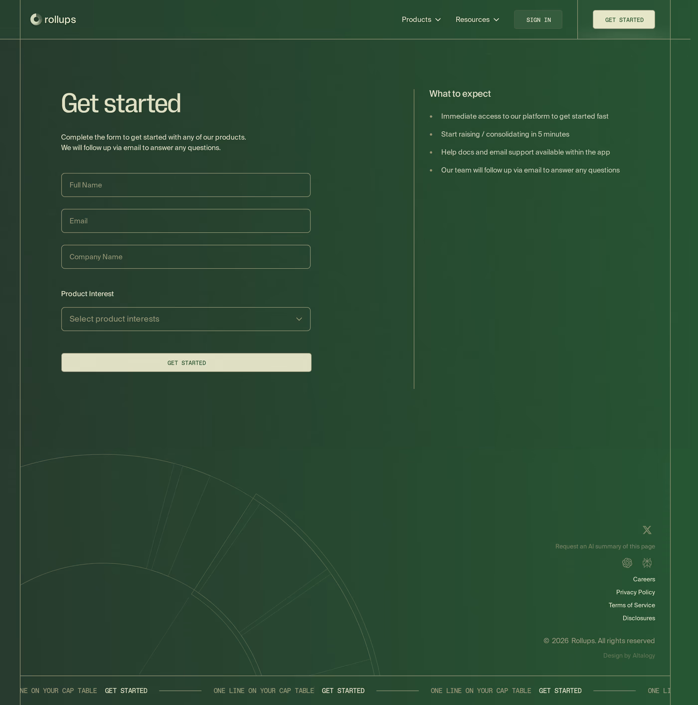 Rollups contact page