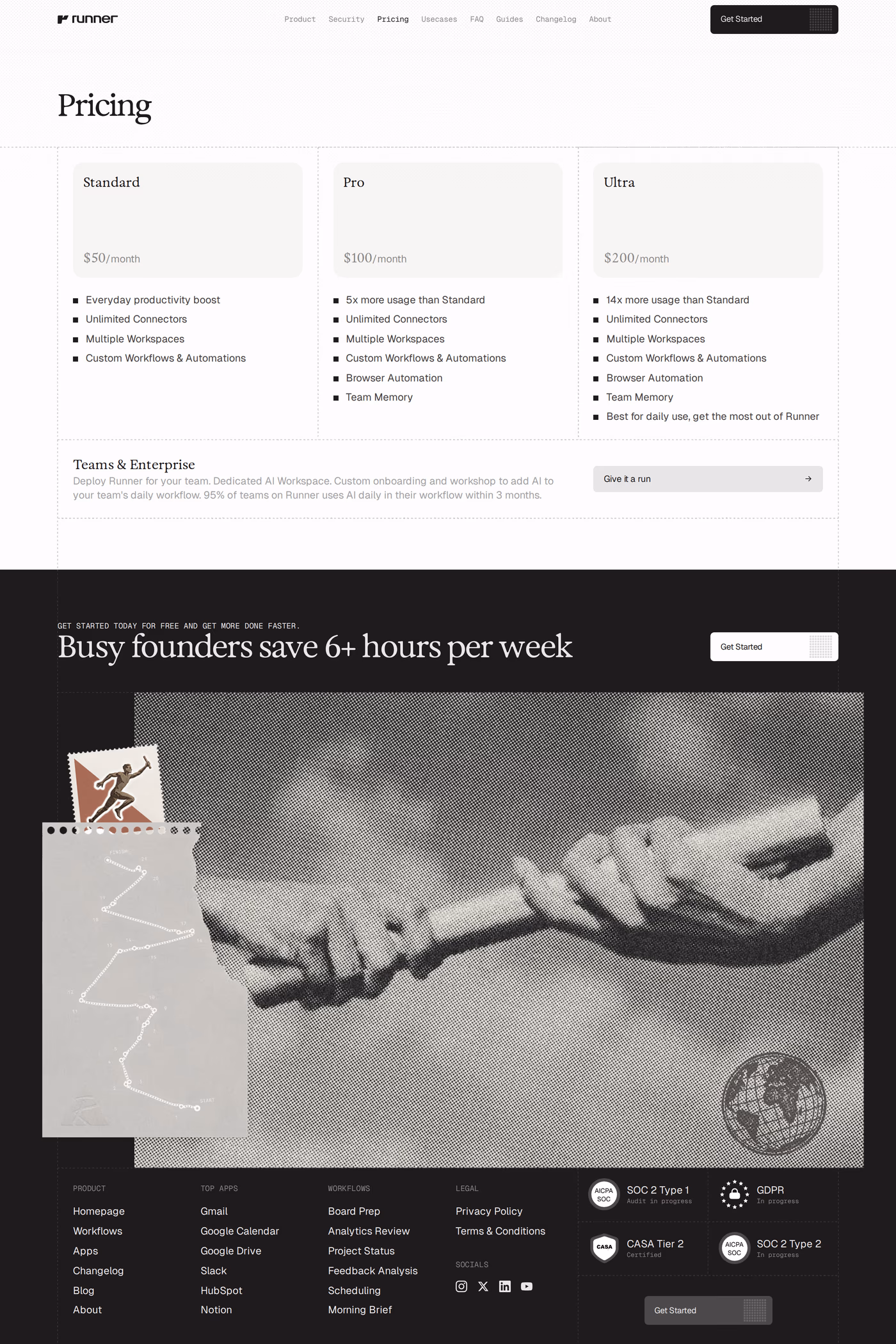 Runner pricing page