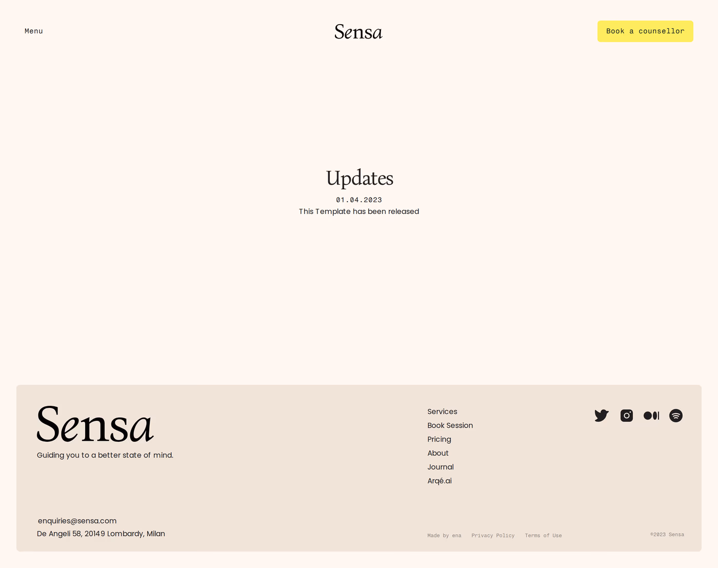 Sensa changelog page