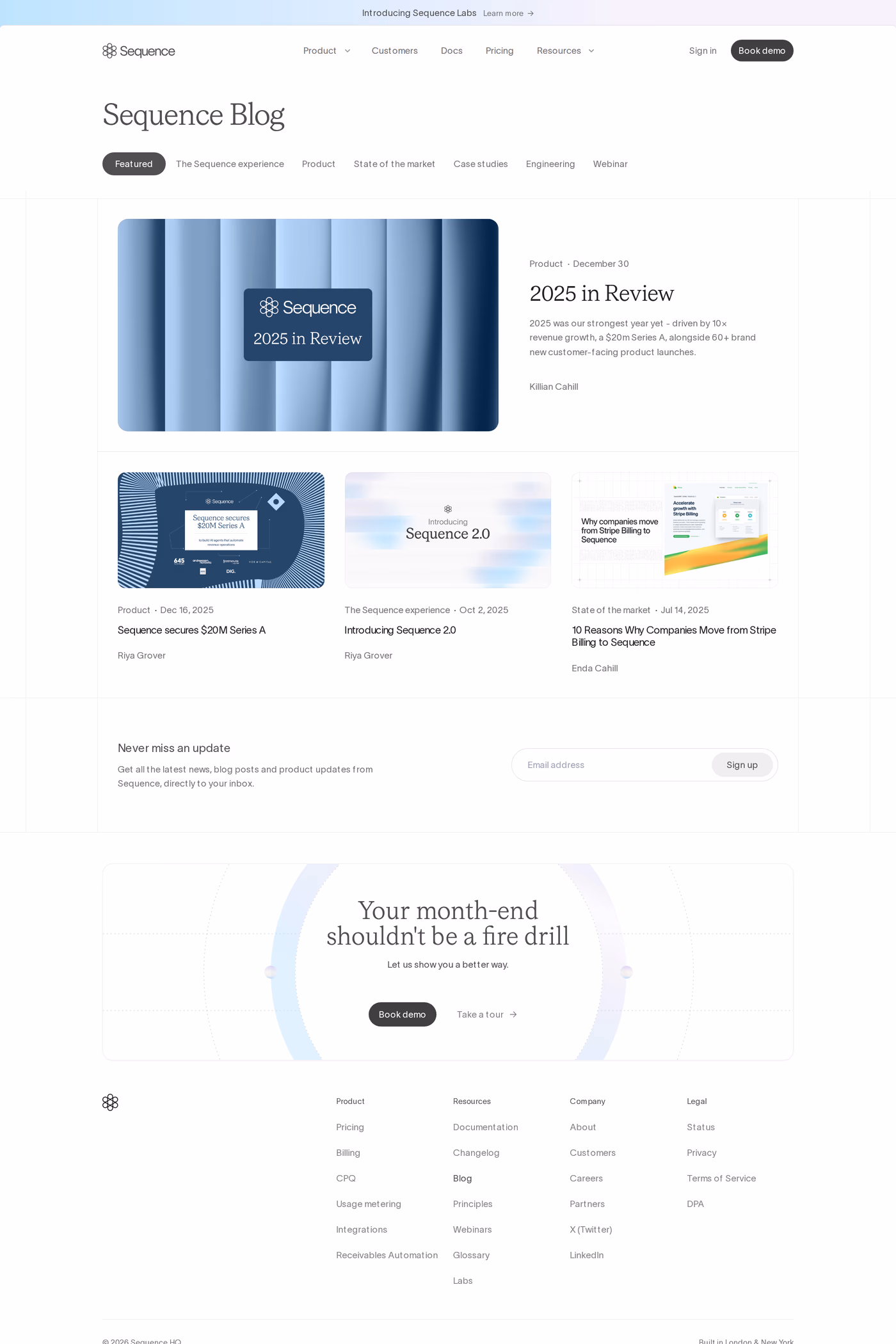 Sequence blog page