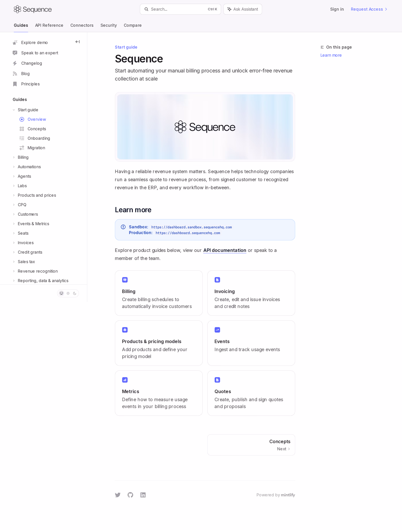 Sequence docs page