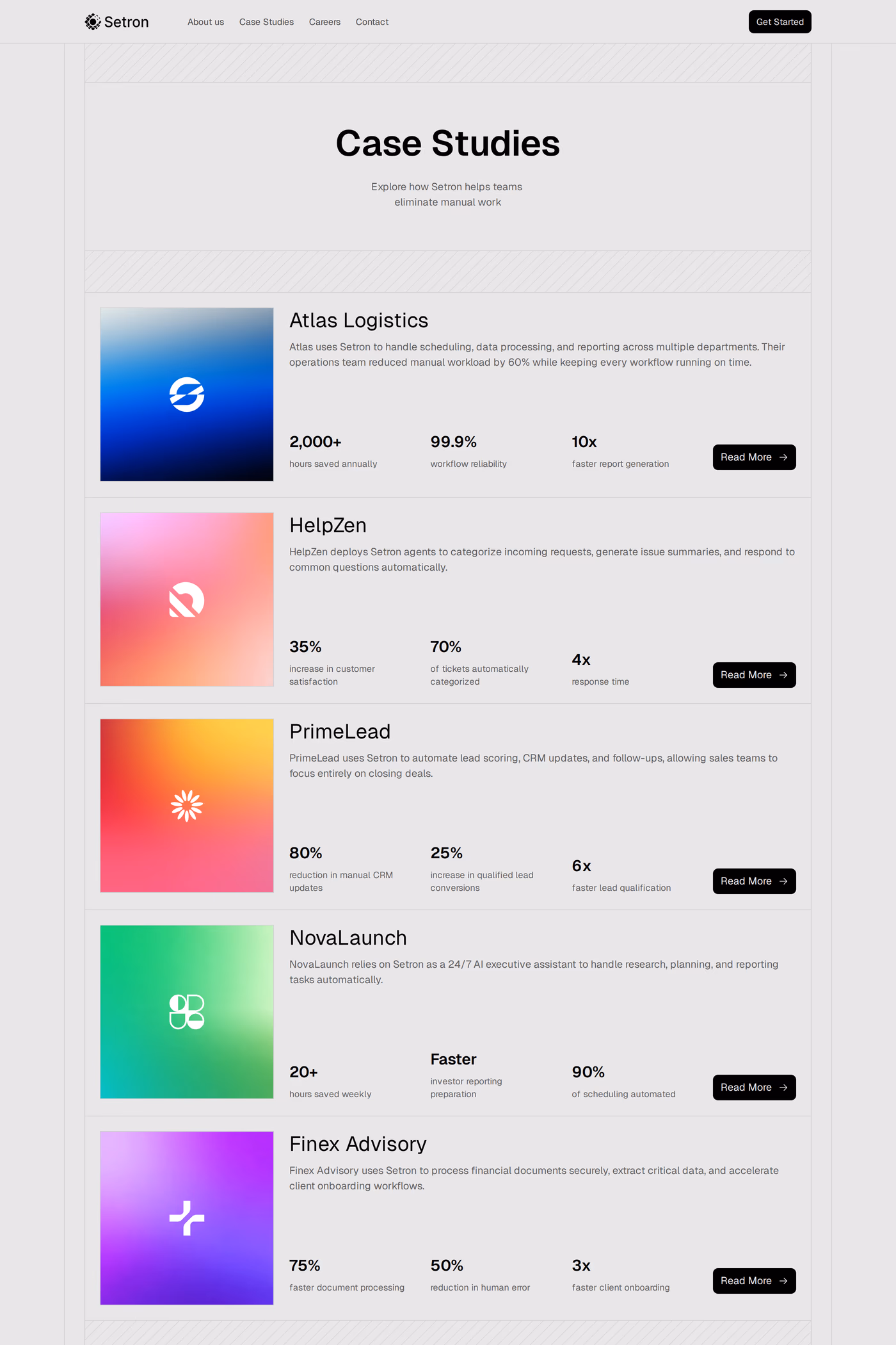 Setron case studies page