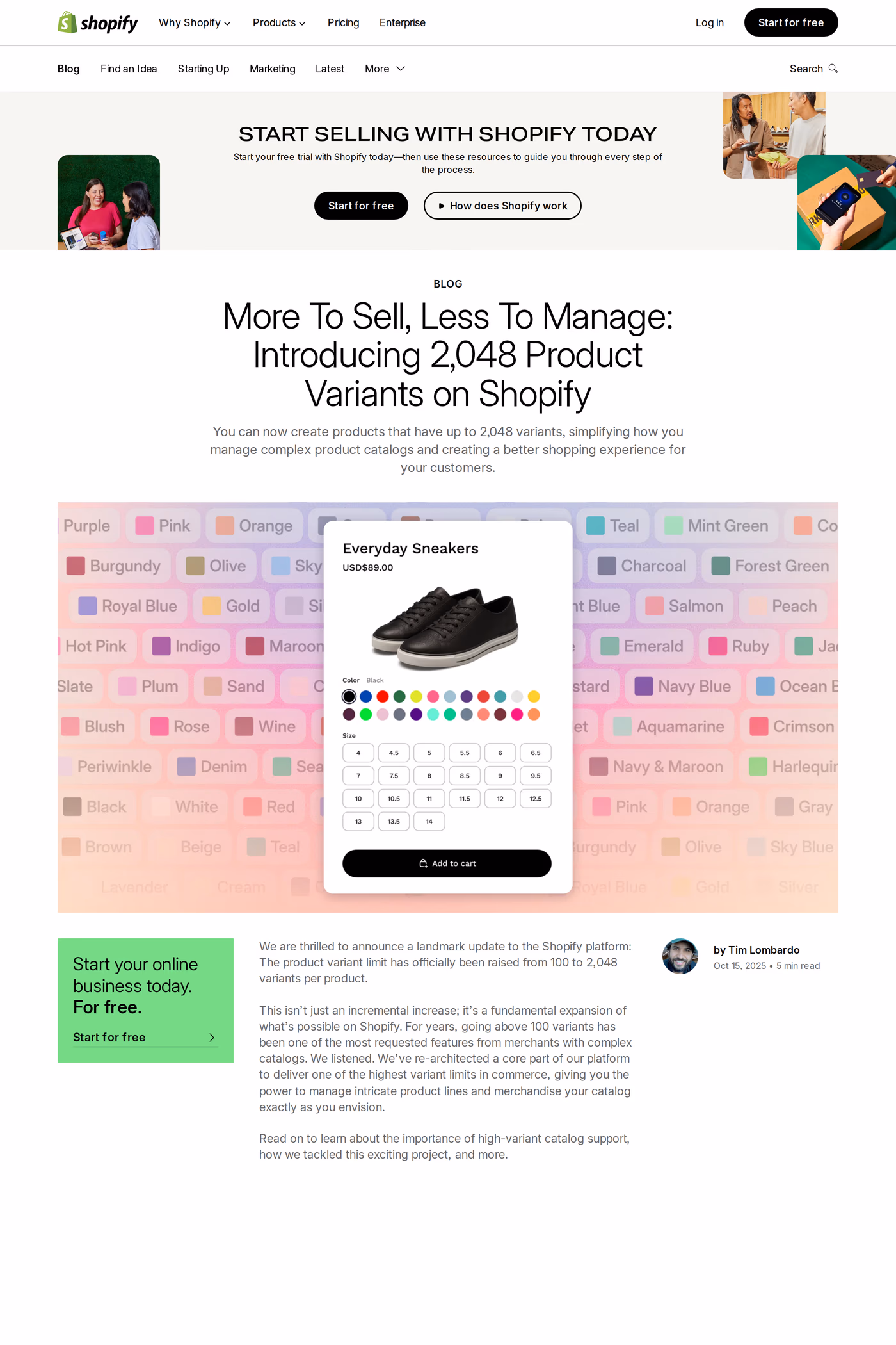 Shopify Editions blog page