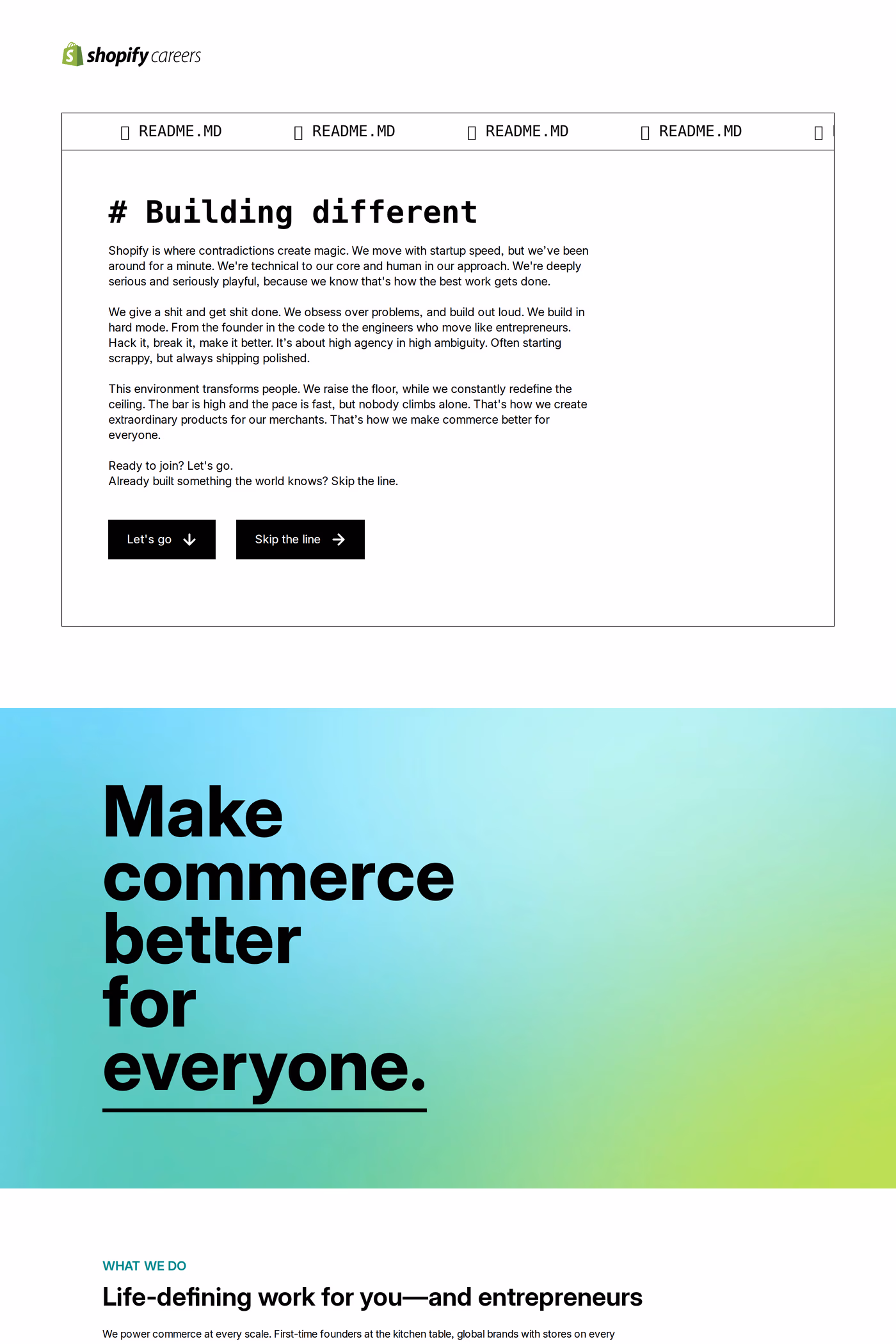 Shopify Editions careers page