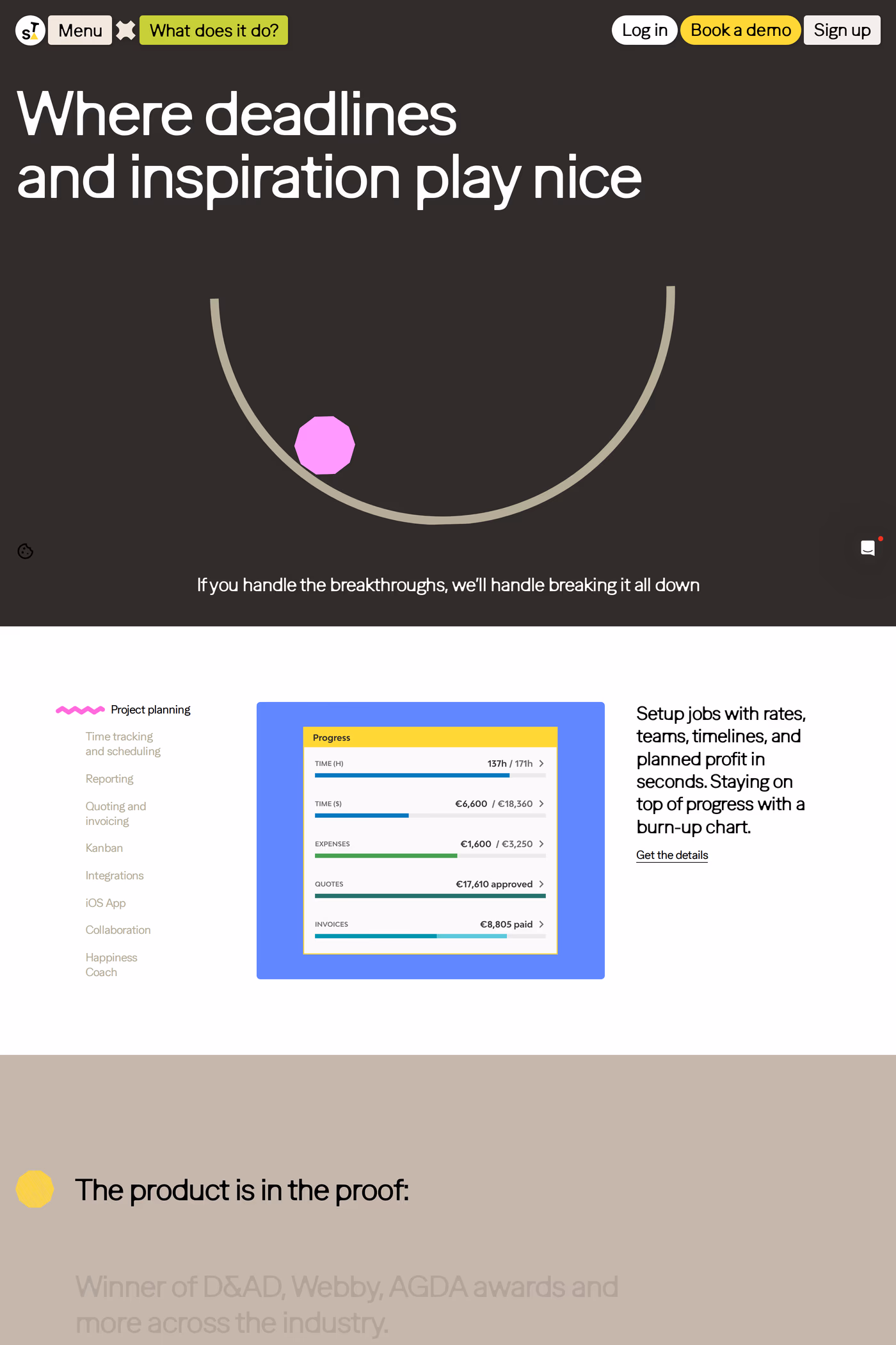 Streamtime features page