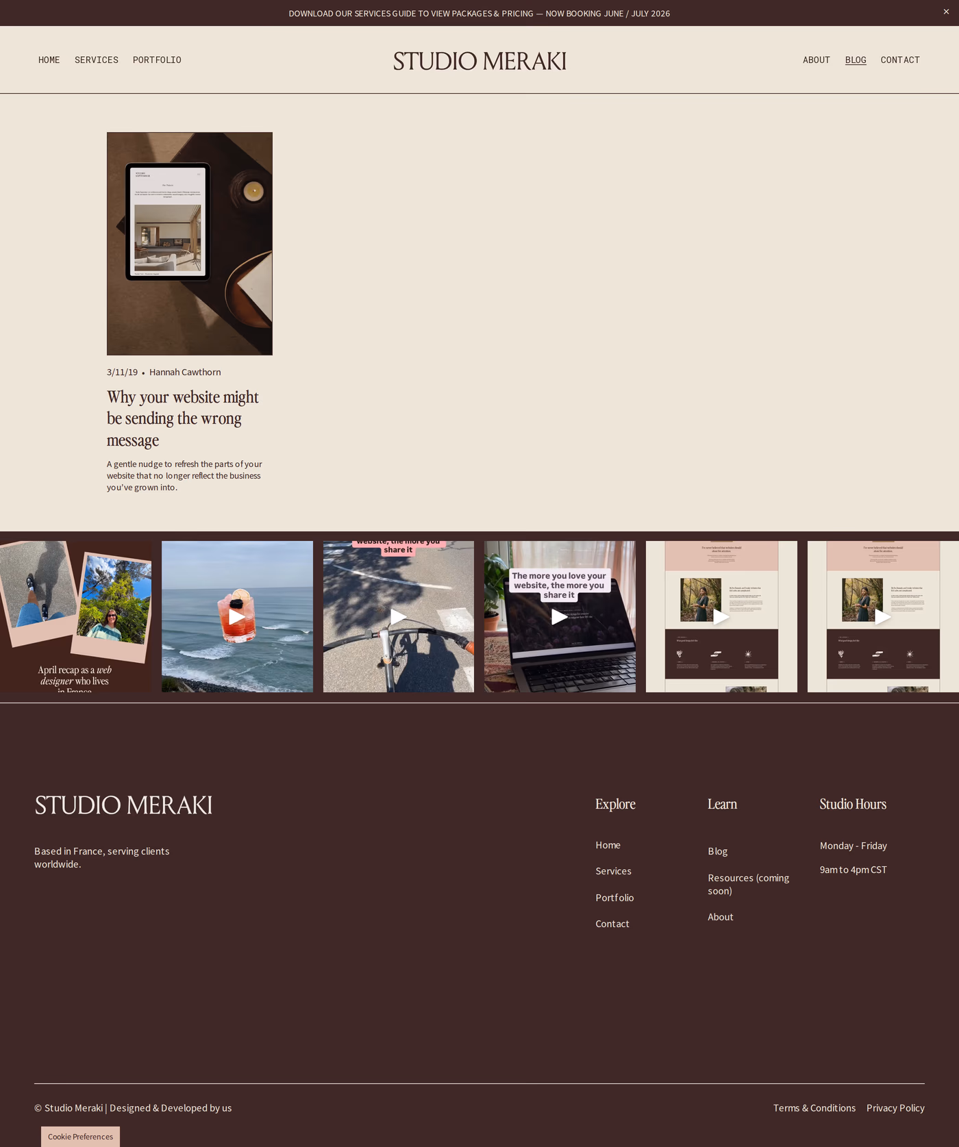 Studio Meraki blog page