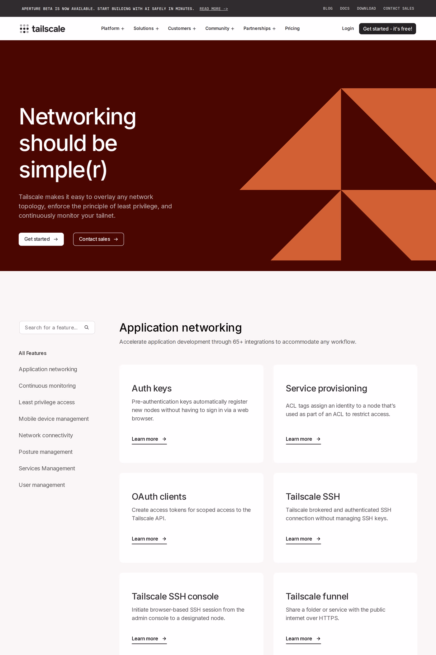 Tailscale features page