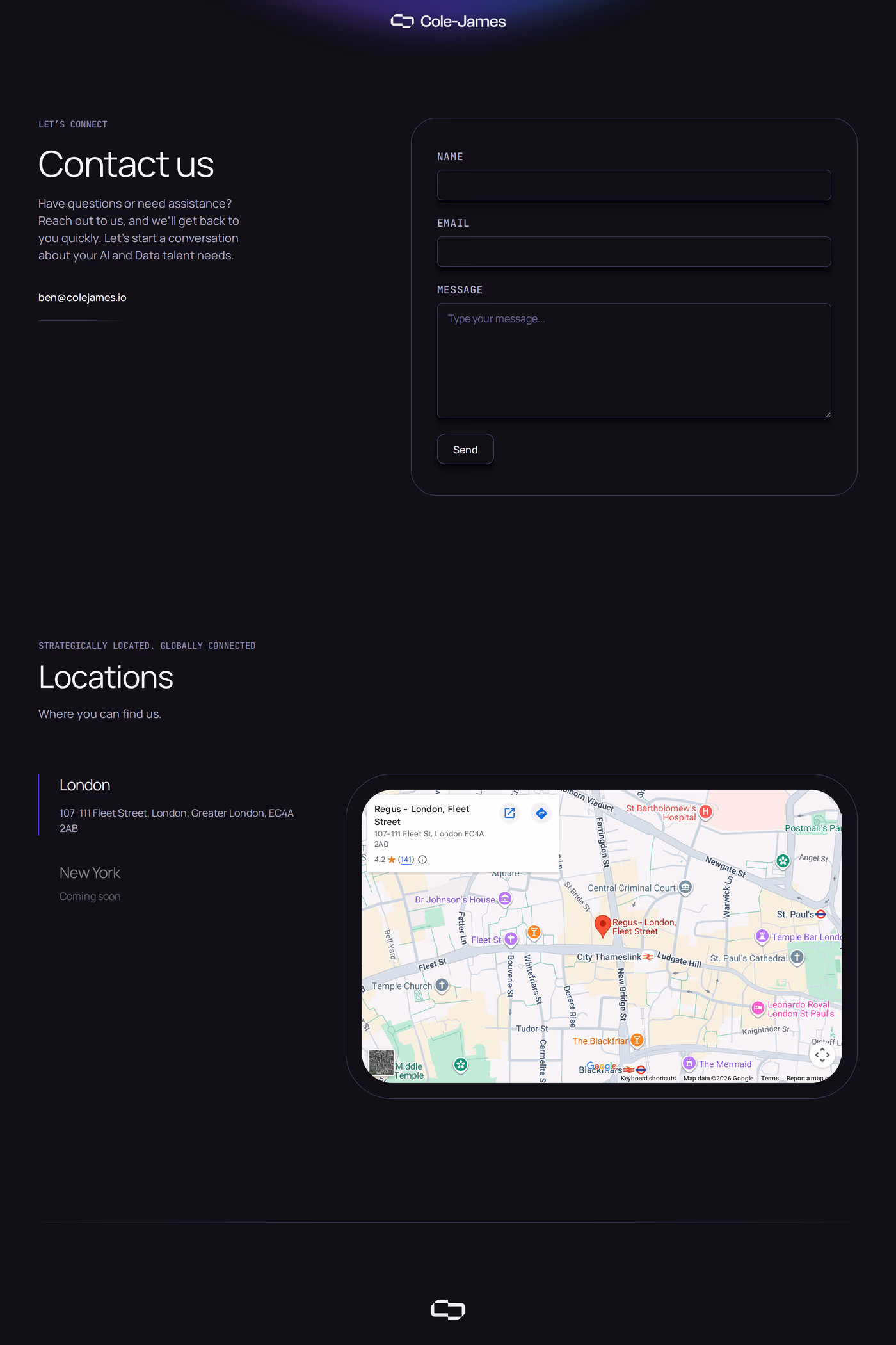 Talent Solutions contact page