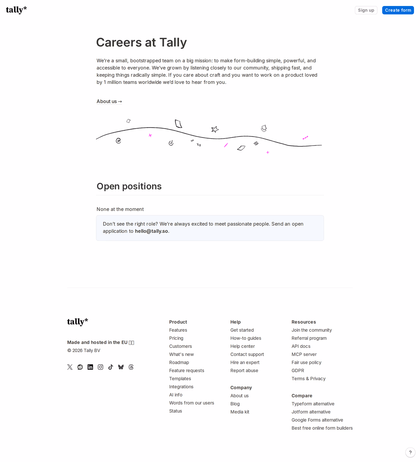 Tally careers page