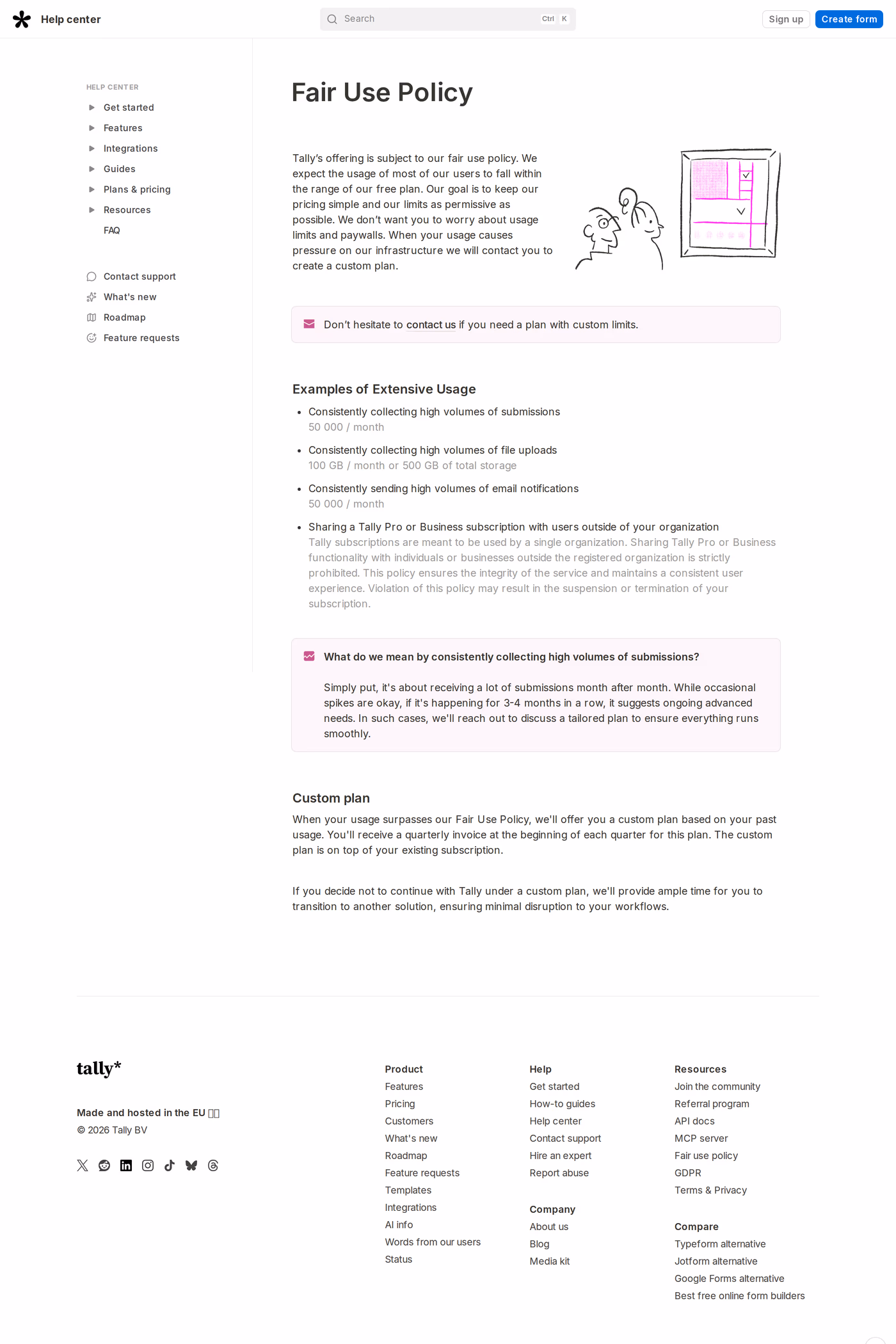 Tally docs page