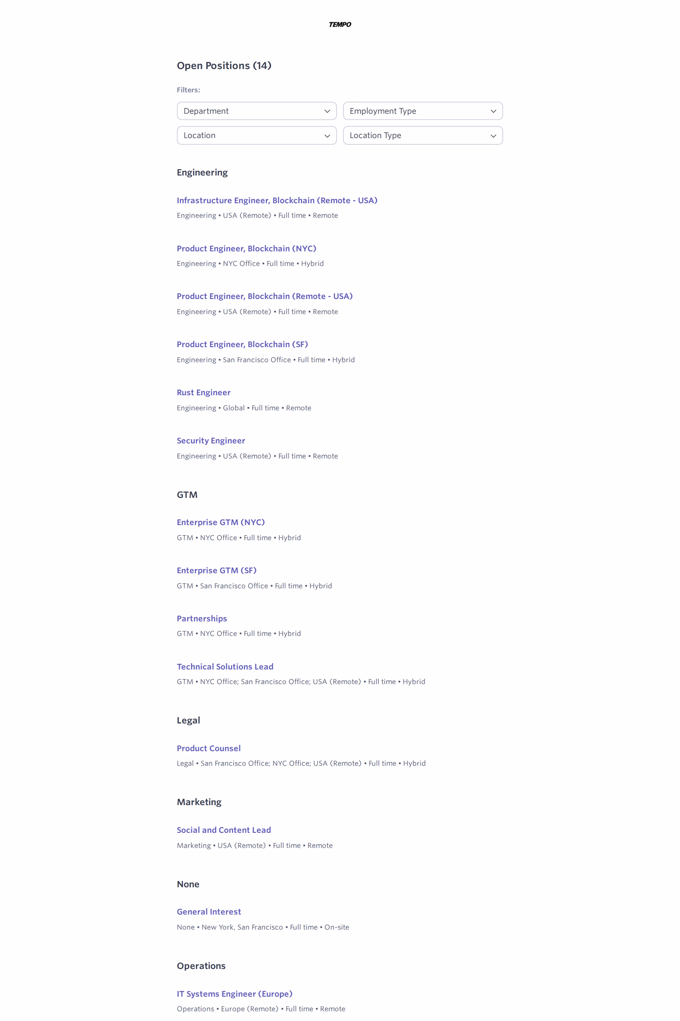 Tempo careers page
