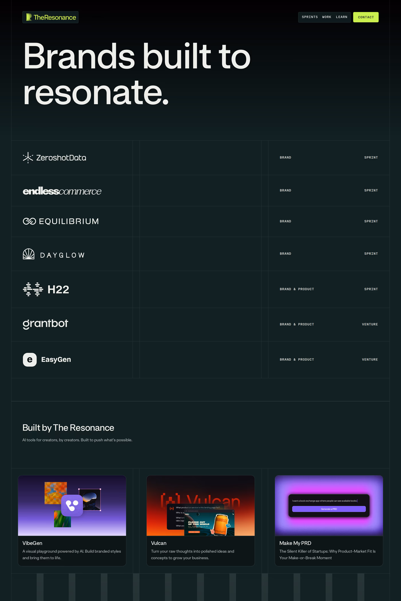 The Resonance Studio work page