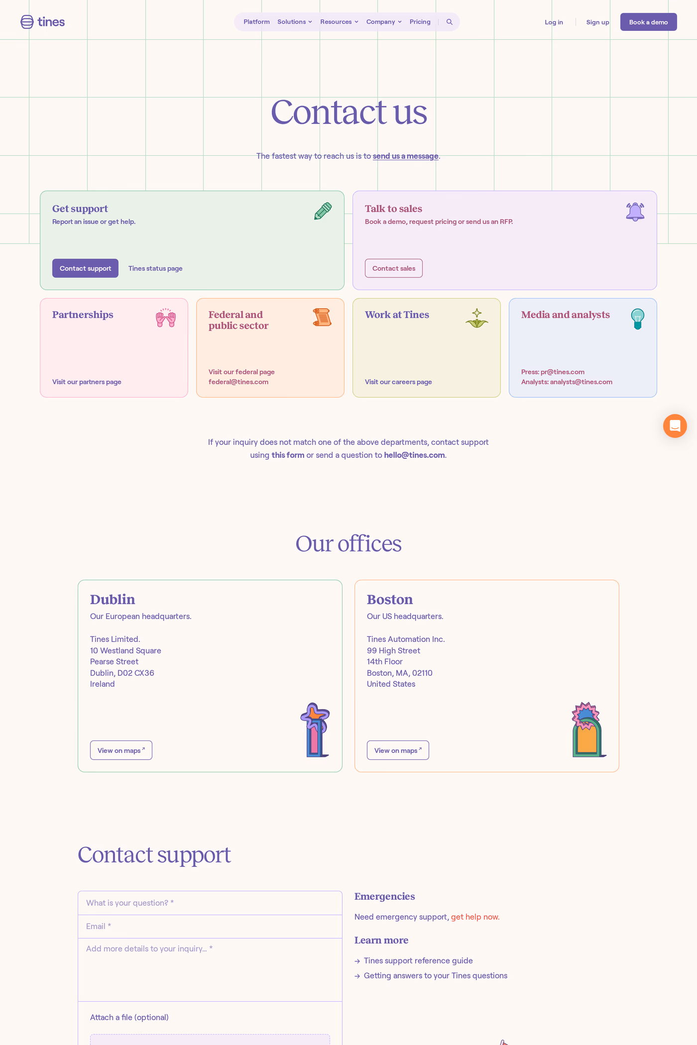 Tines contact page