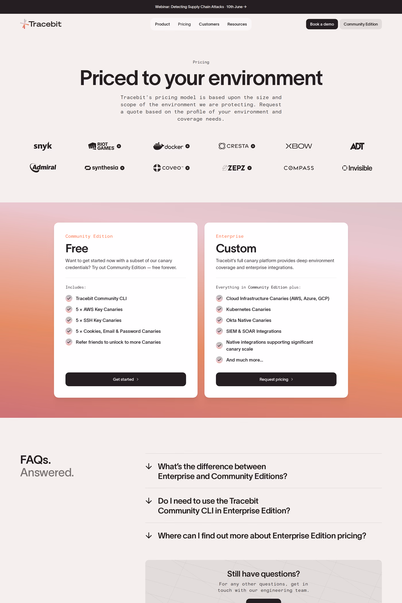 Tracebit pricing page