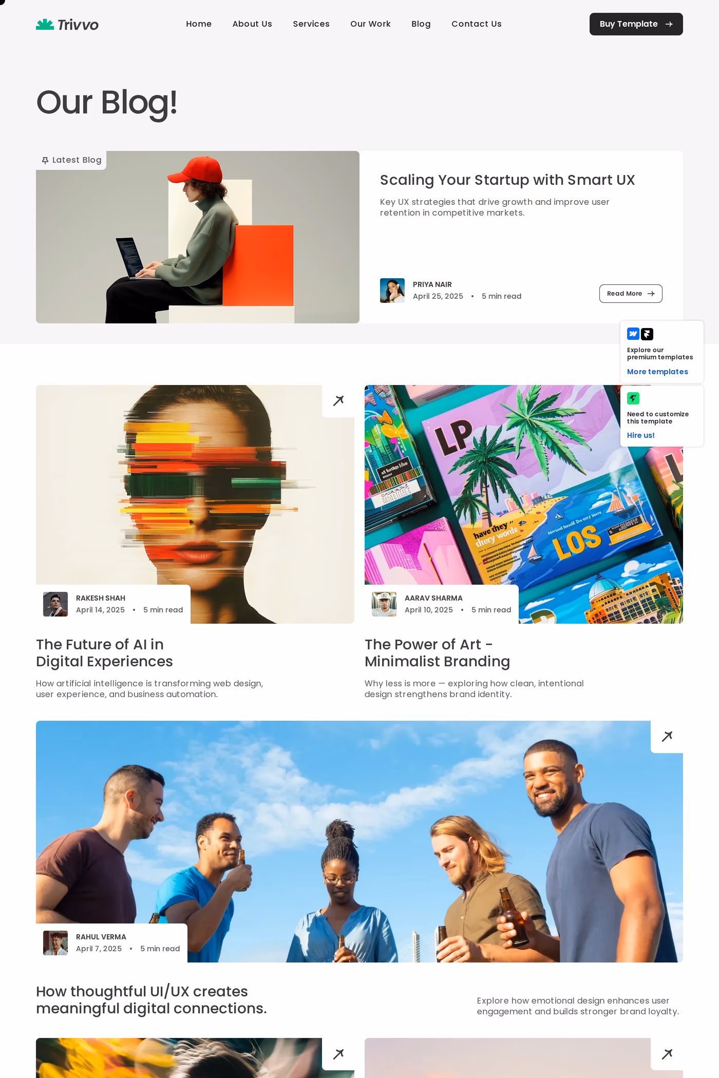 Trivvo blog page