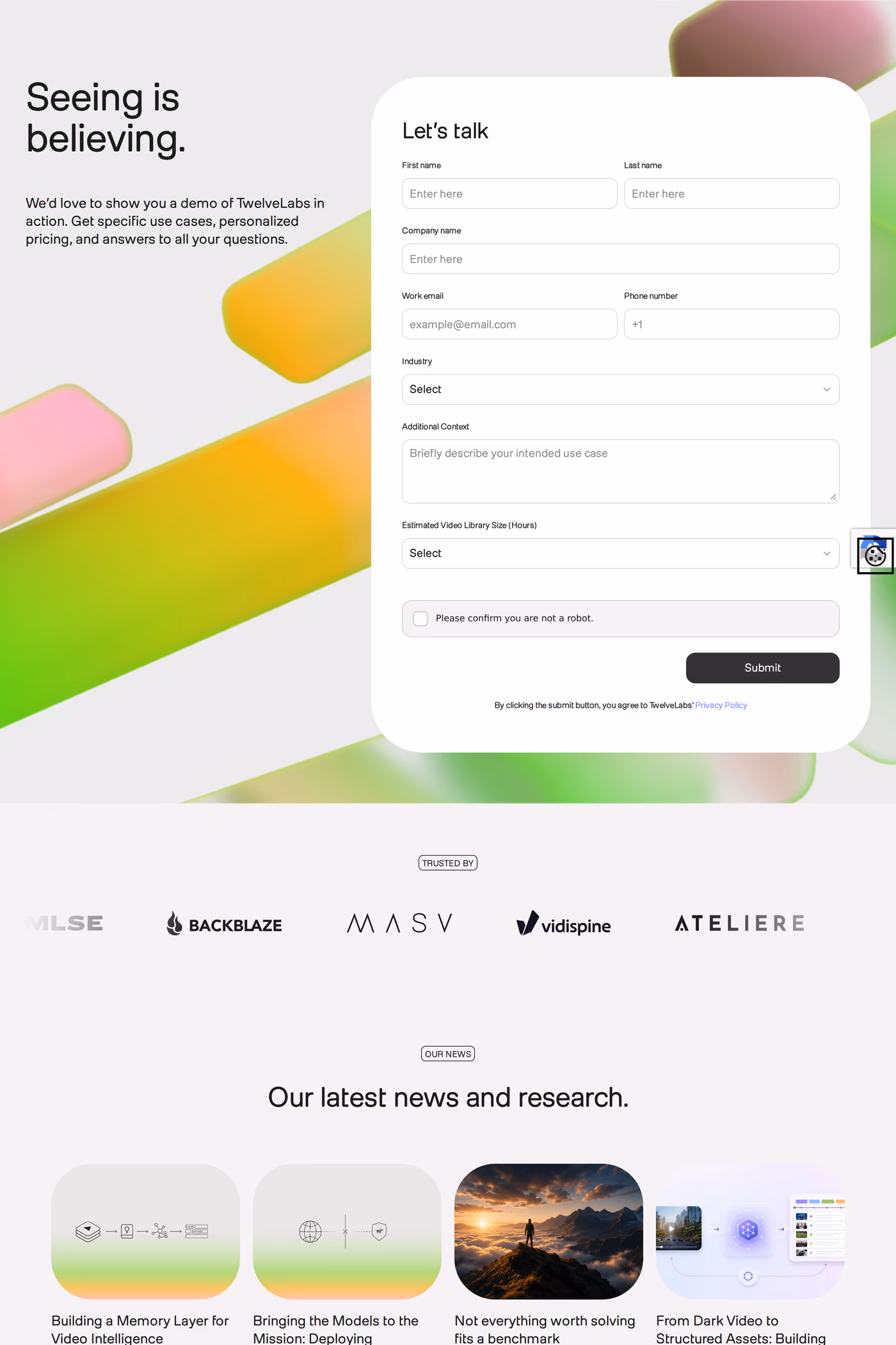 TwelveLabs contact page