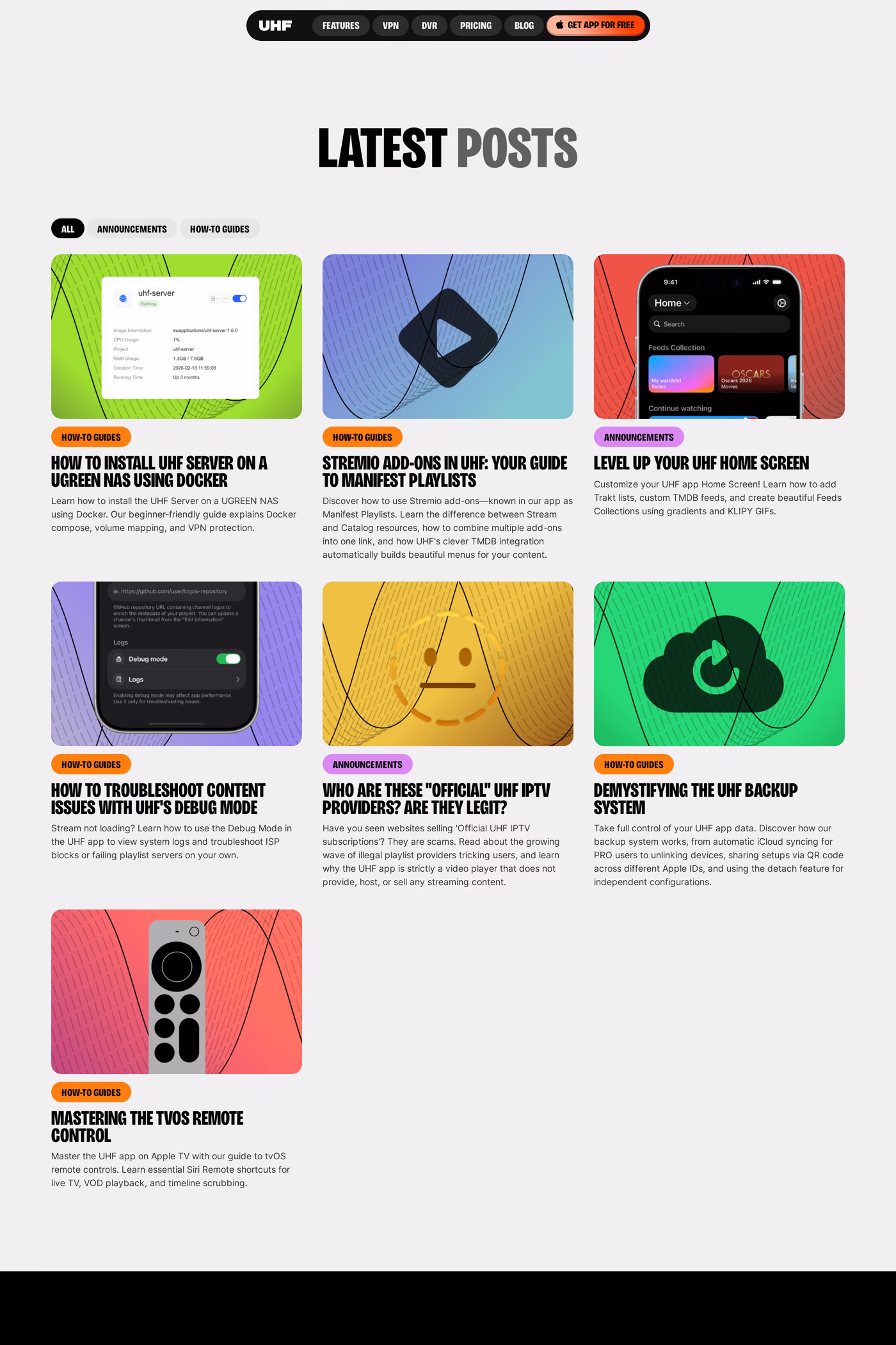 UHF blog page