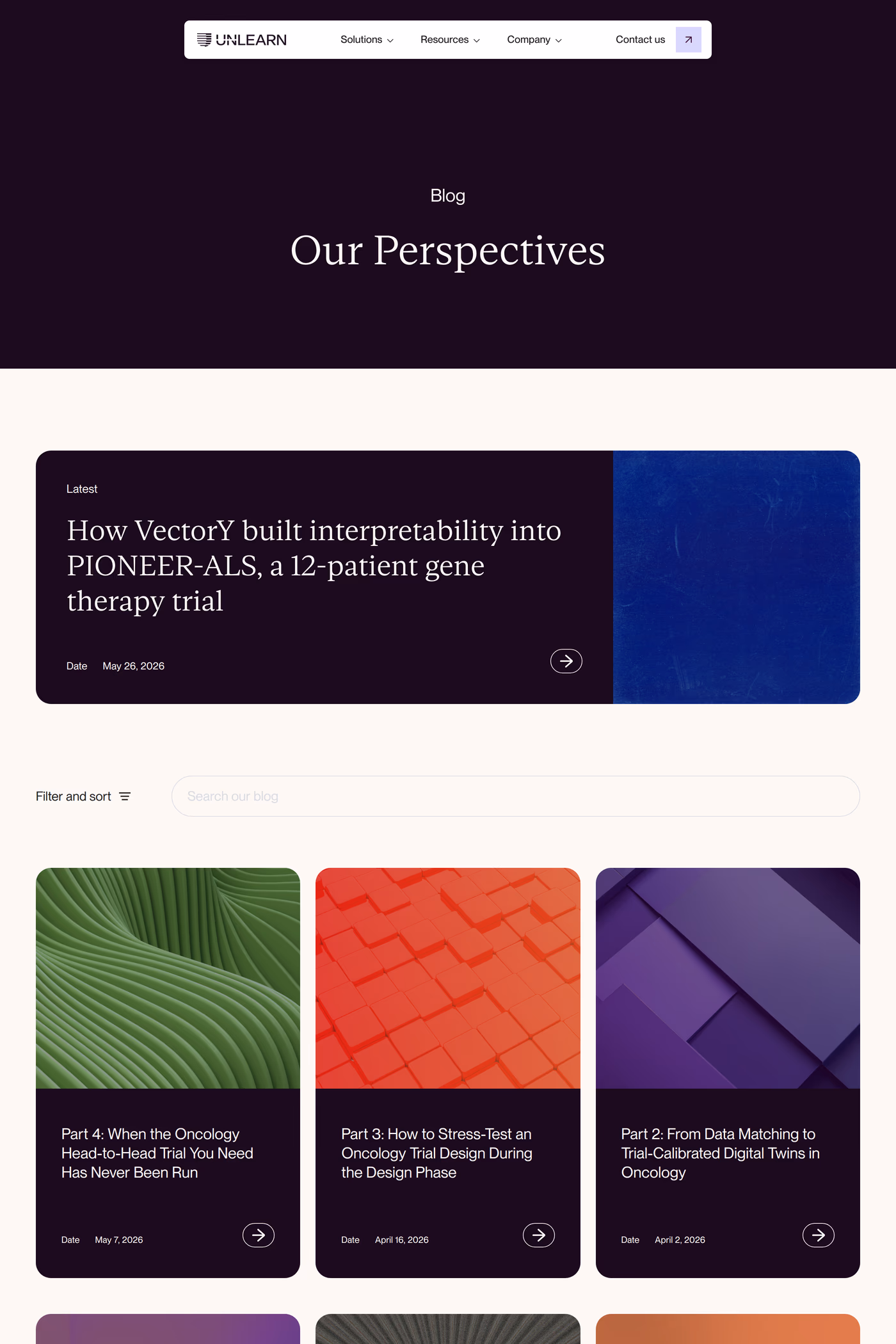 Unlearn blog page