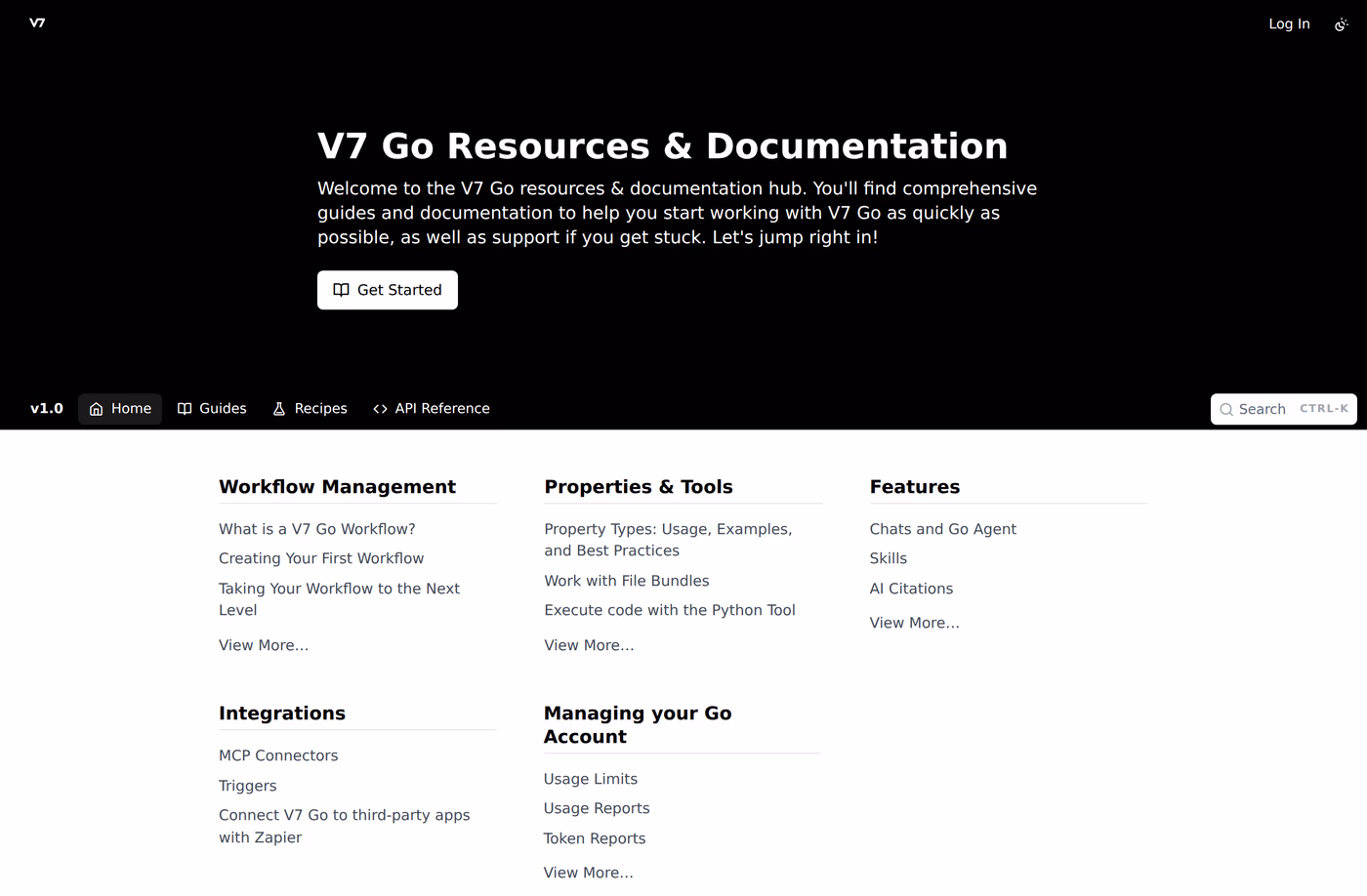 V7 Go docs page