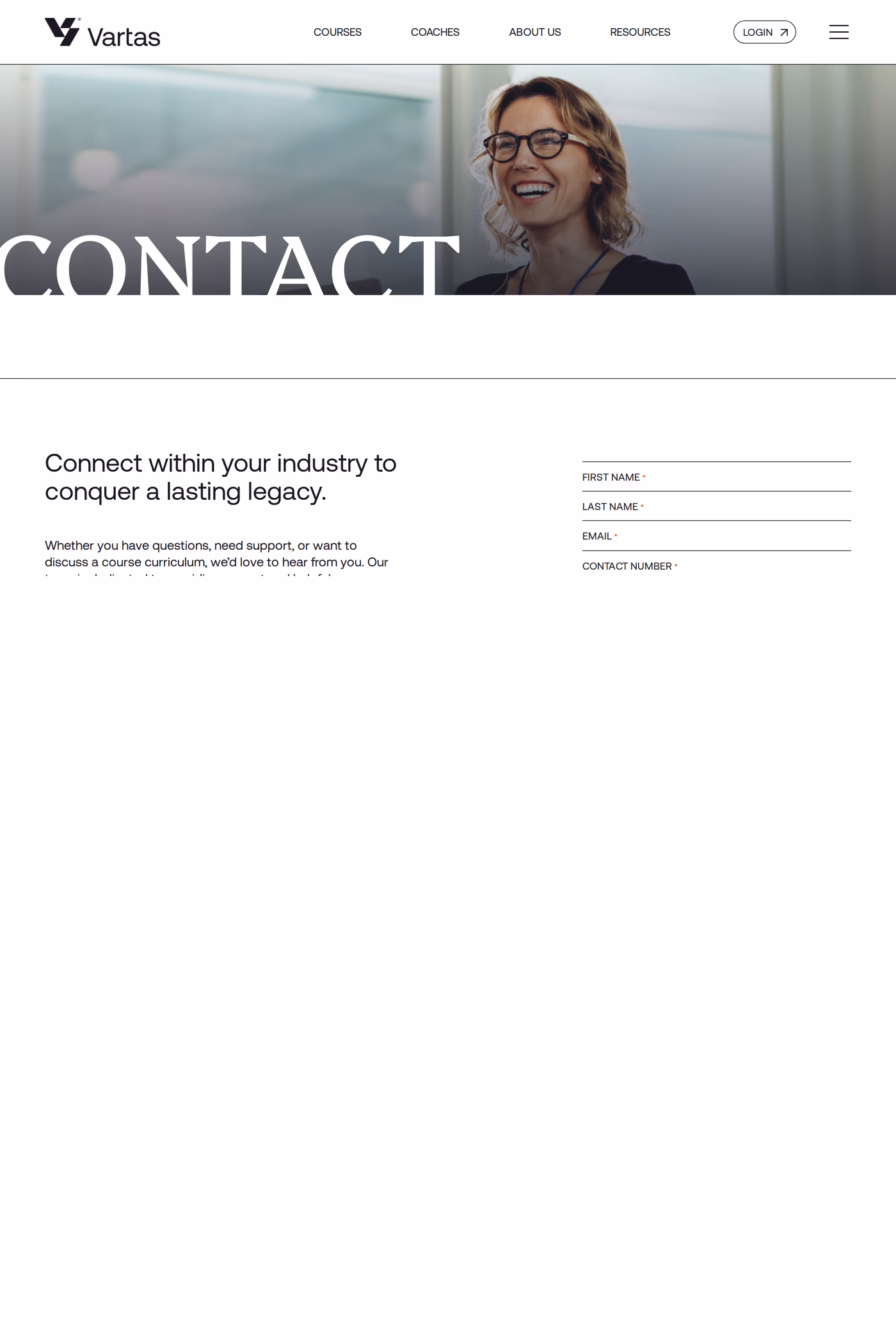 Vartas contact page