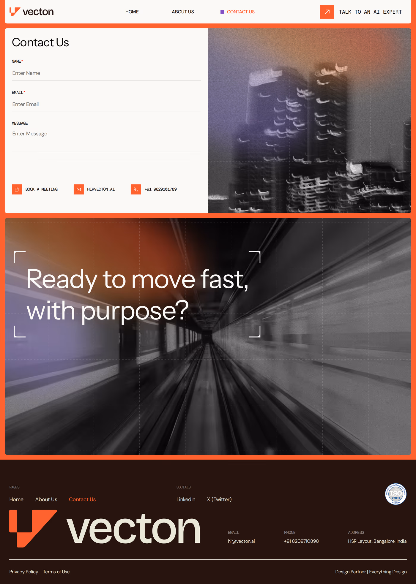 Vecton contact page