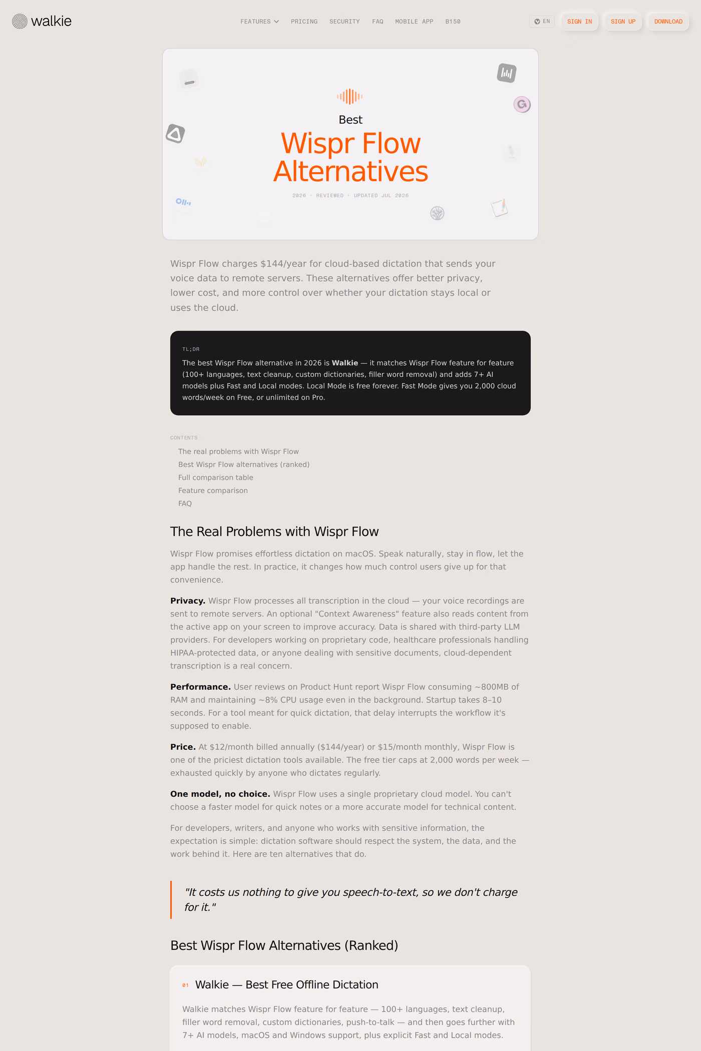 Walkie blog page