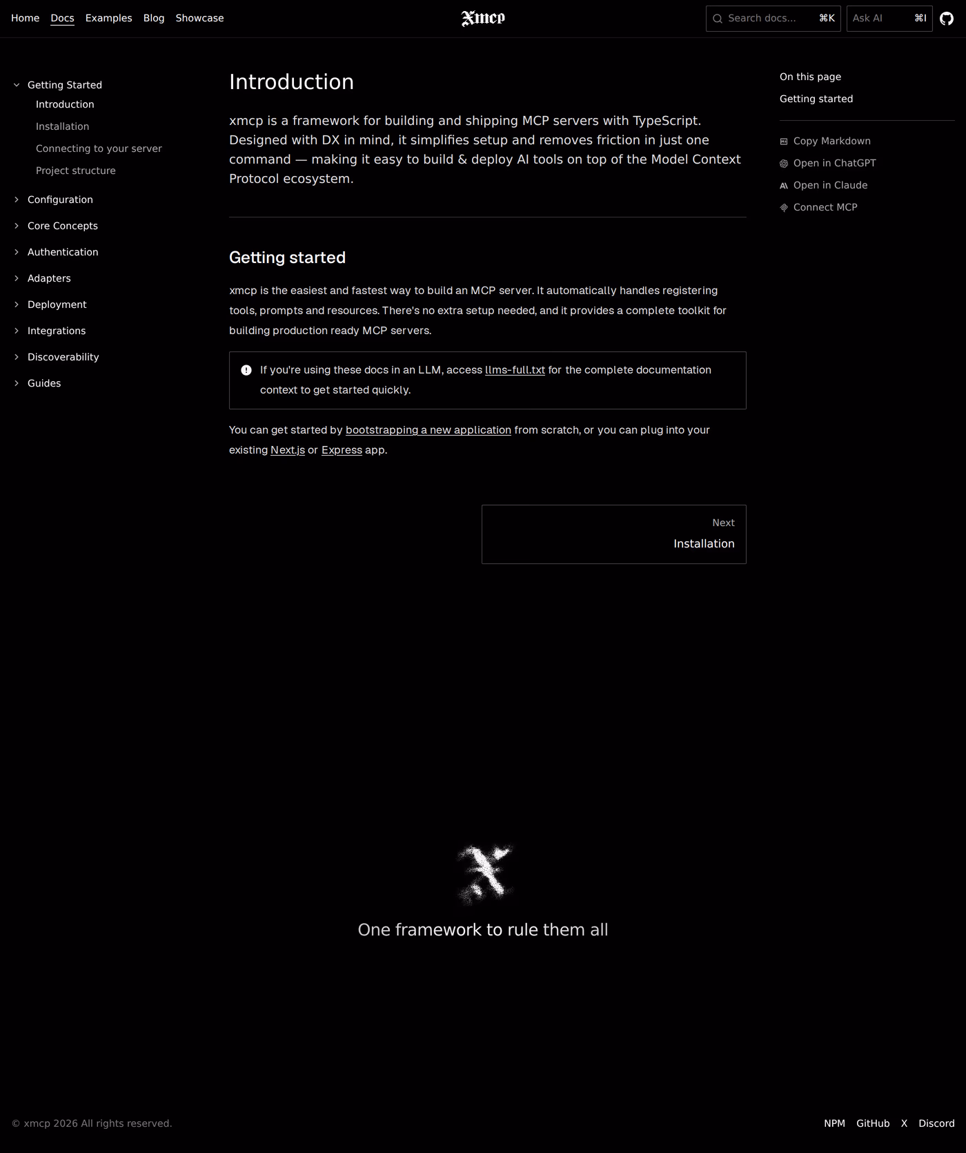 XMCP docs page